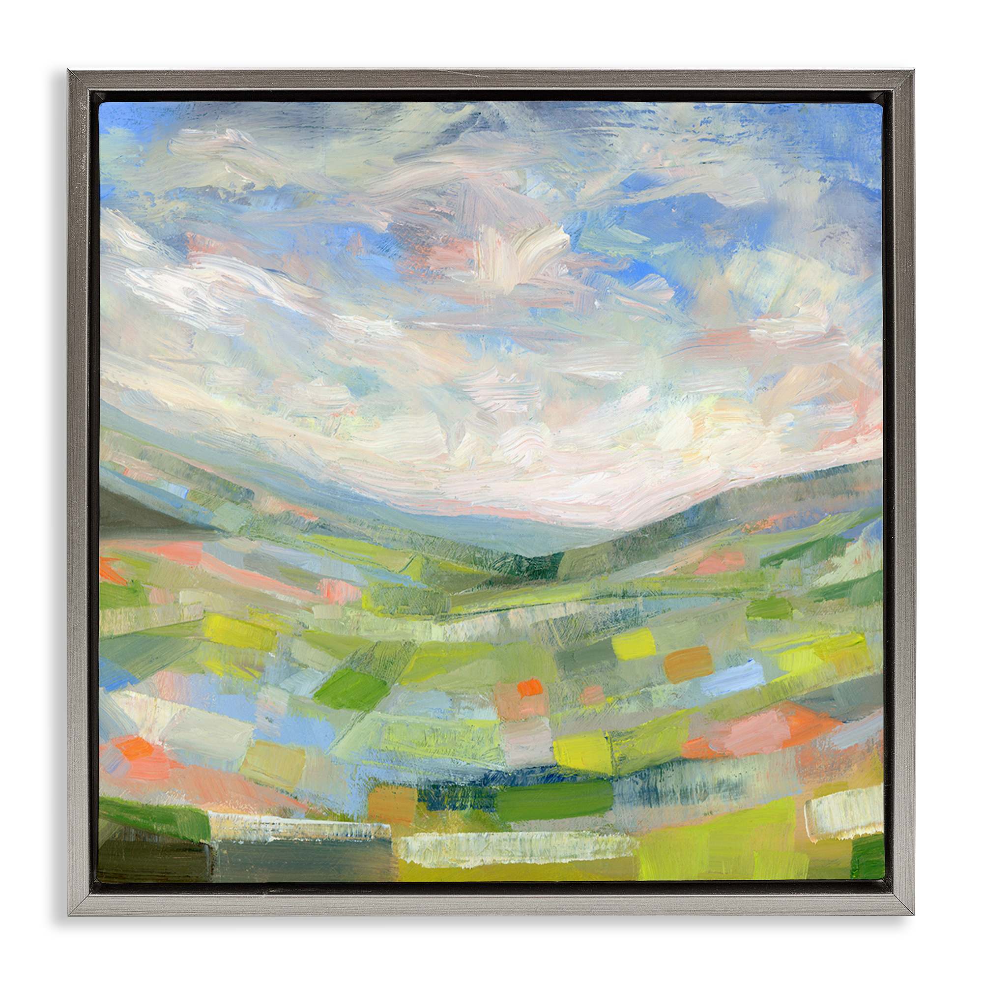 Stupell Industries BS-107-FFL-17X17 Jolly Geometric Countryside Scene Floating Frame design by Ashley Davis