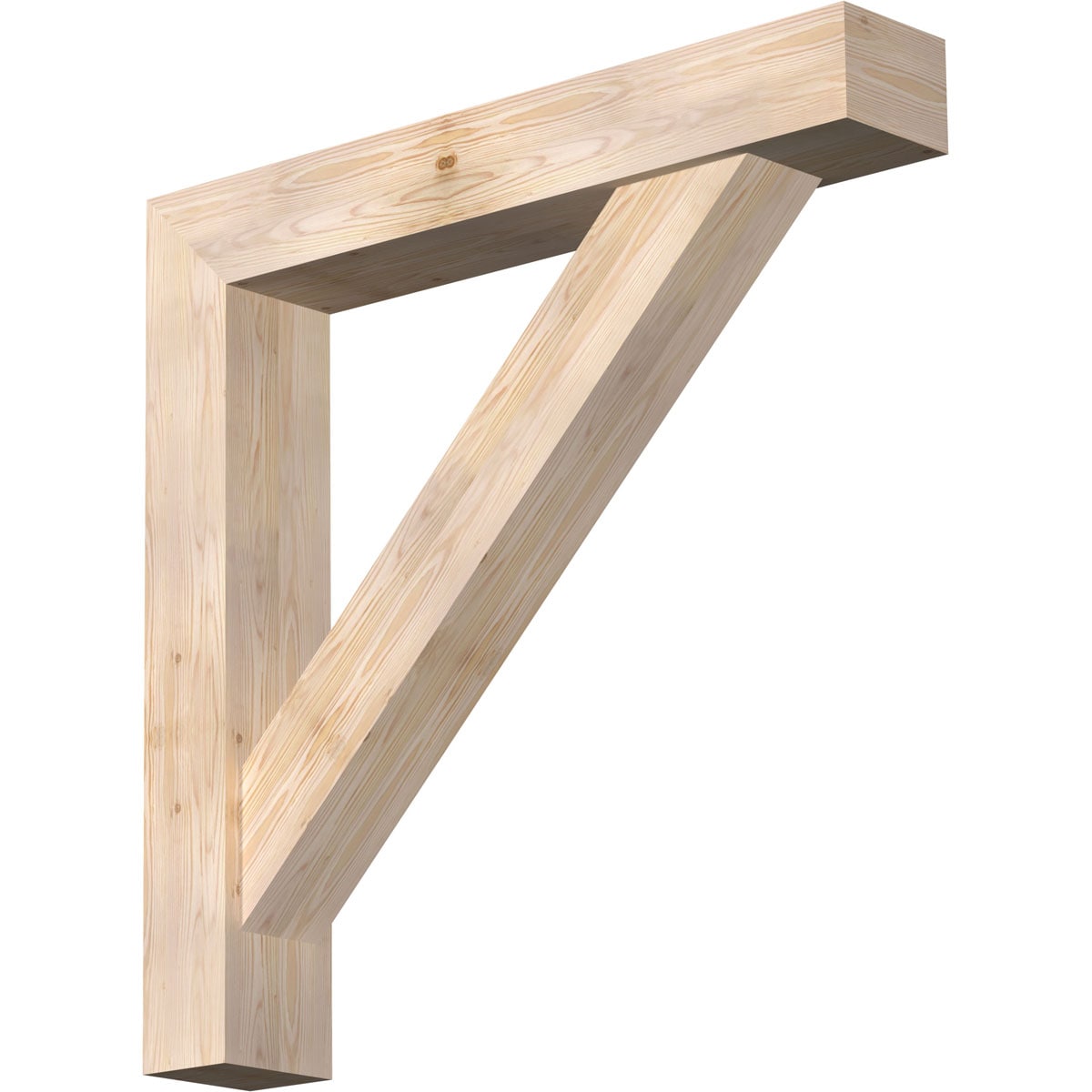 Ekena Millwork 1465103 Traditional Block Smooth Bracket with Offset Brace 7-1/2-in x 44-in x 44-in Douglas fir Brown Wood Standard bracket