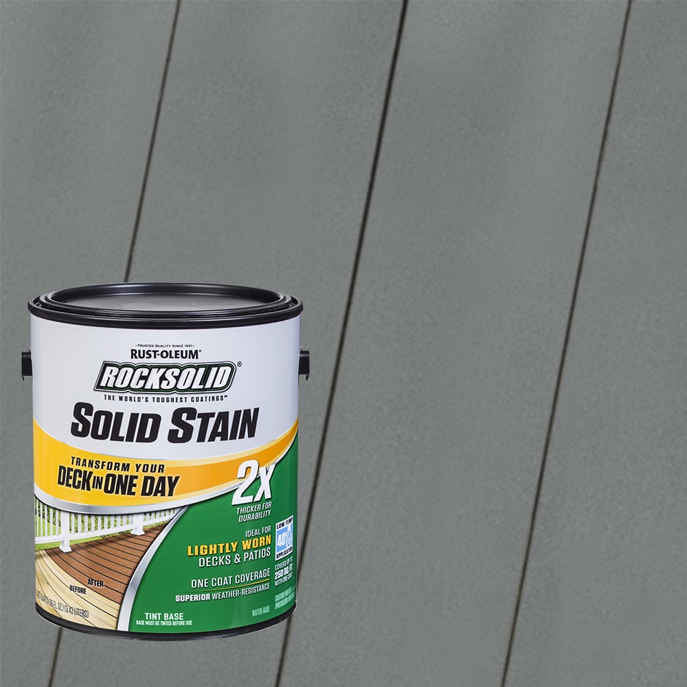 Rust-Oleum 319758T RockSolid 2X Solid Stain Pre-Tinted Gray Solid Exterior Wood Stain and Sealer in One ( 1-gallon )