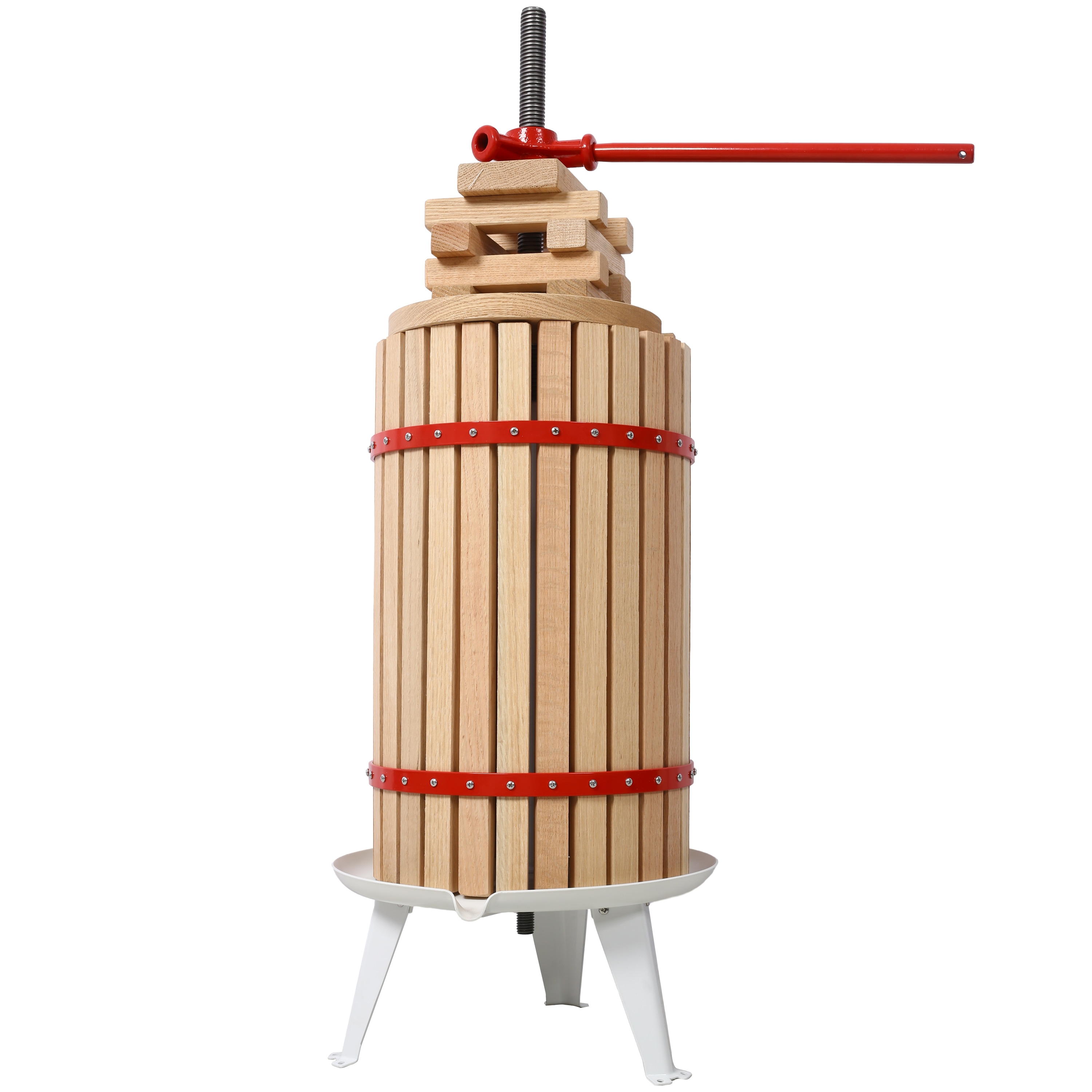Tatayosi JL210777 Fruit Wine Press - 100 Percent Nature Apple and Grape and Berries Crusher Manual Juice Maker for Kitchen Solid Wood Basket with 8 Blocks Cider Heavy Duty Wine Making Press