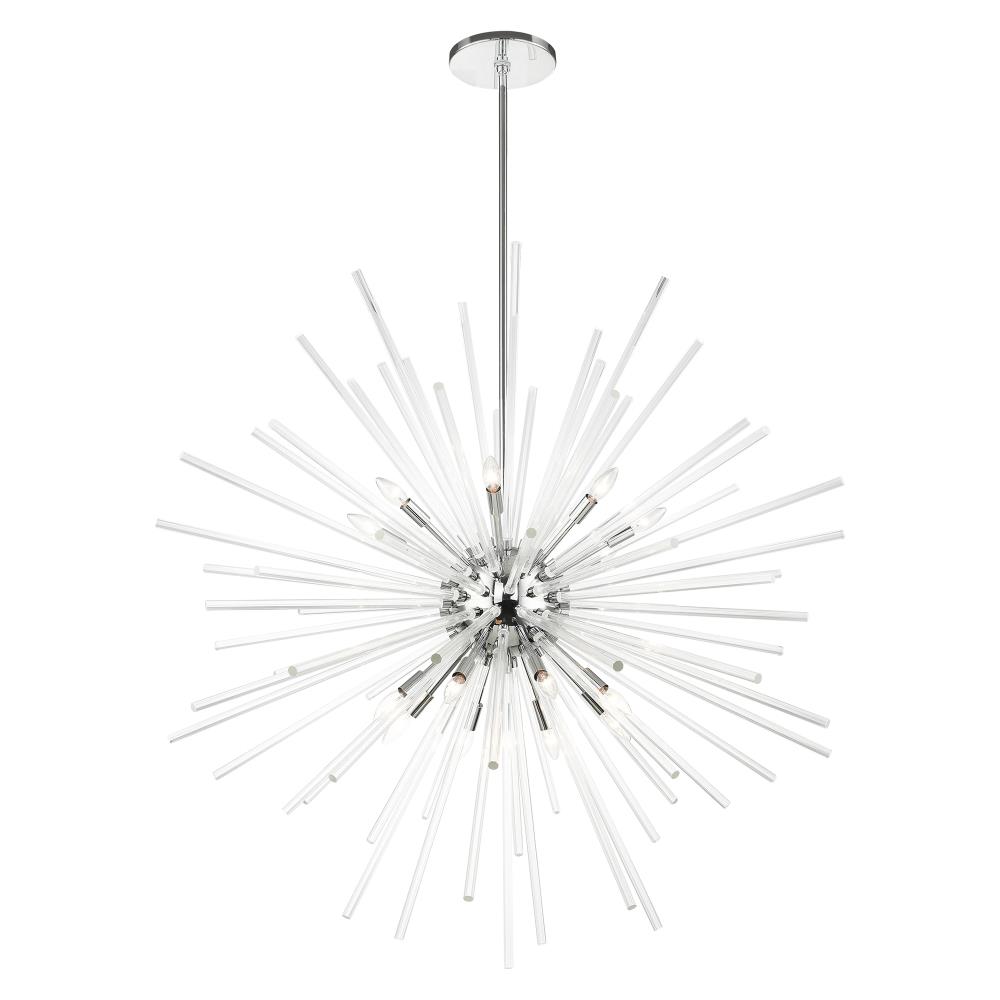 Polished Chrome and Clear Crystal 16-Light Foyer Pendant