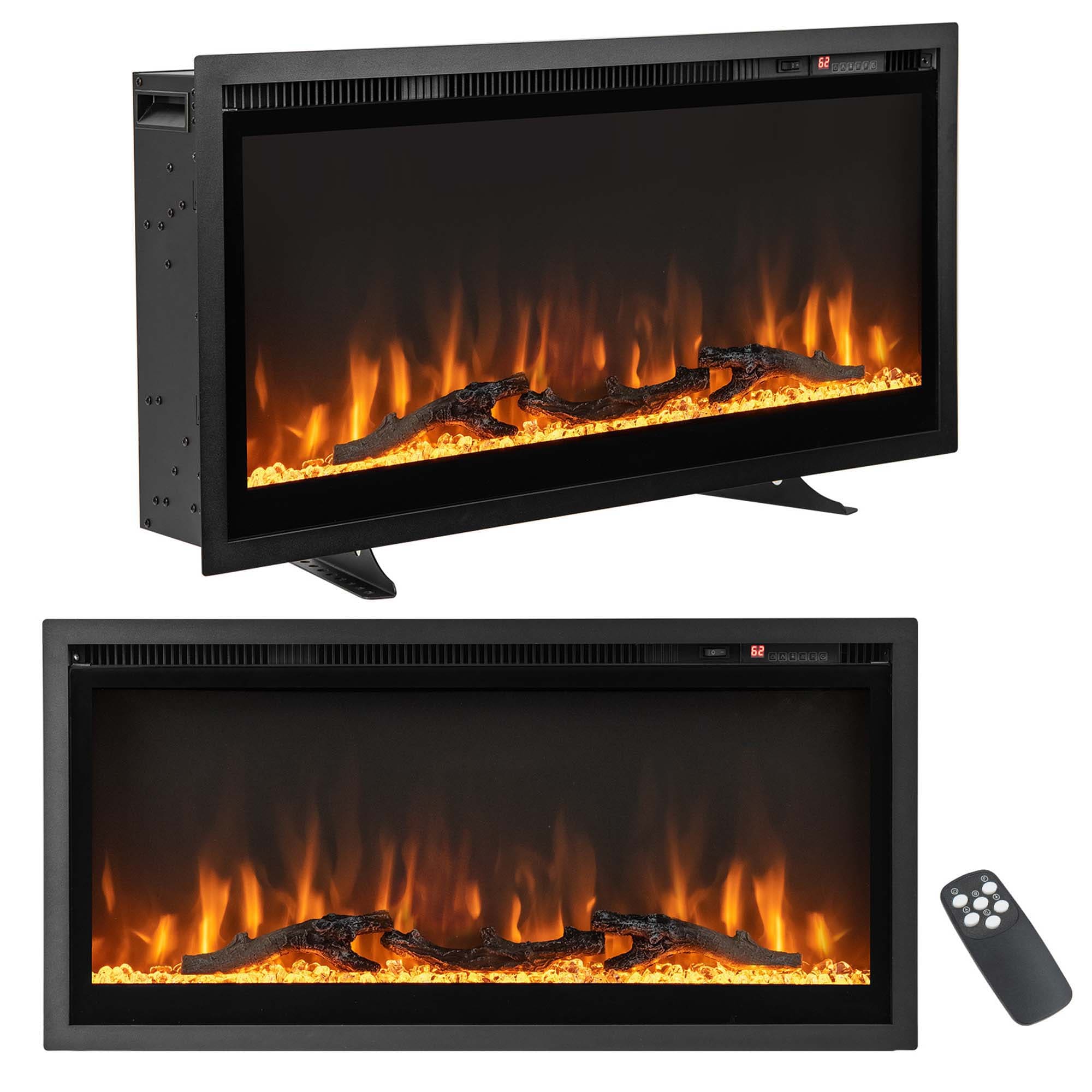 Goplus FP10530US-36 15-Inches W Black Wall mount LED Wall-mount Electric Fireplace with Remote Control Included