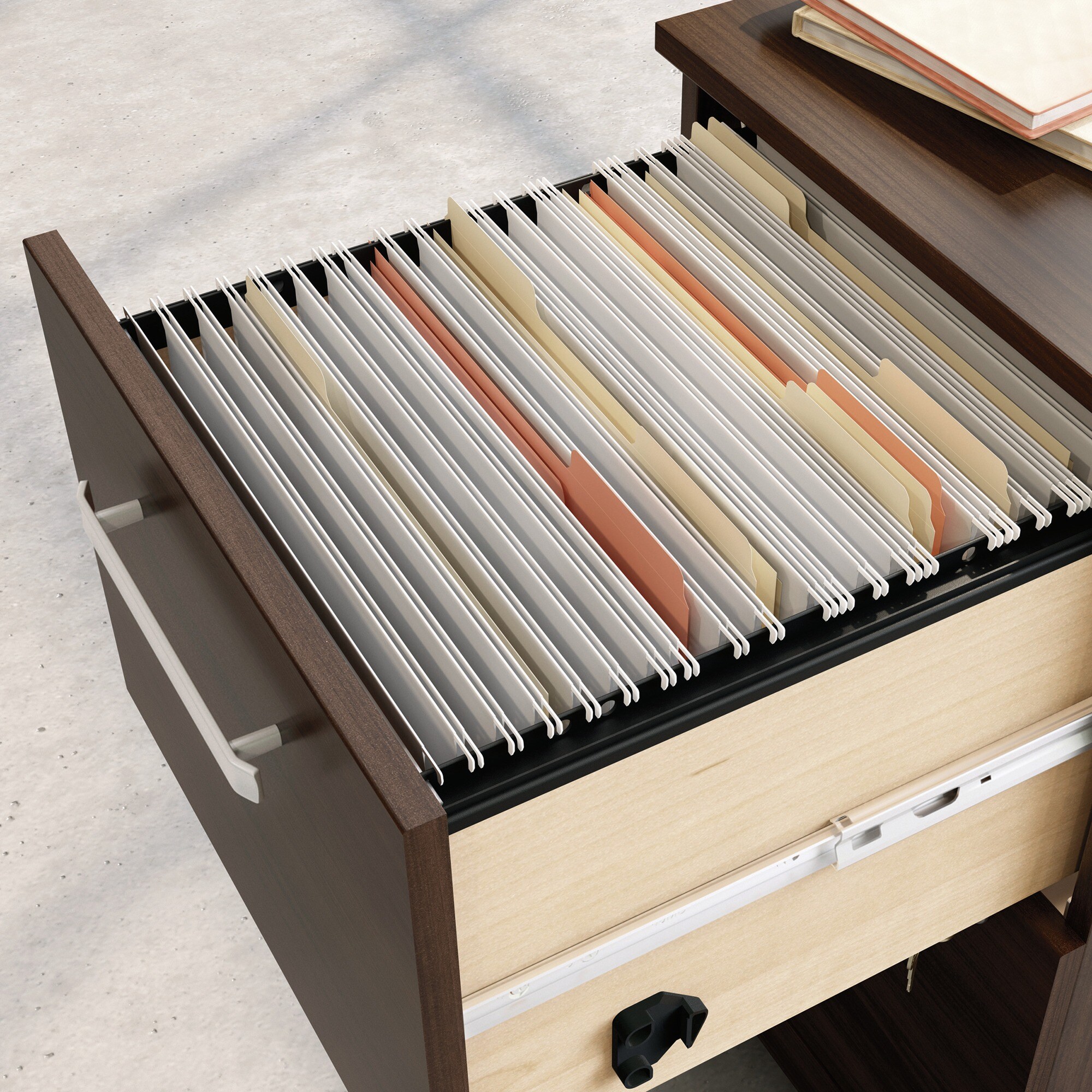 HyperDrop Cart Brown Wood Mobile File Cabinet Rolling Storage Organizer ...