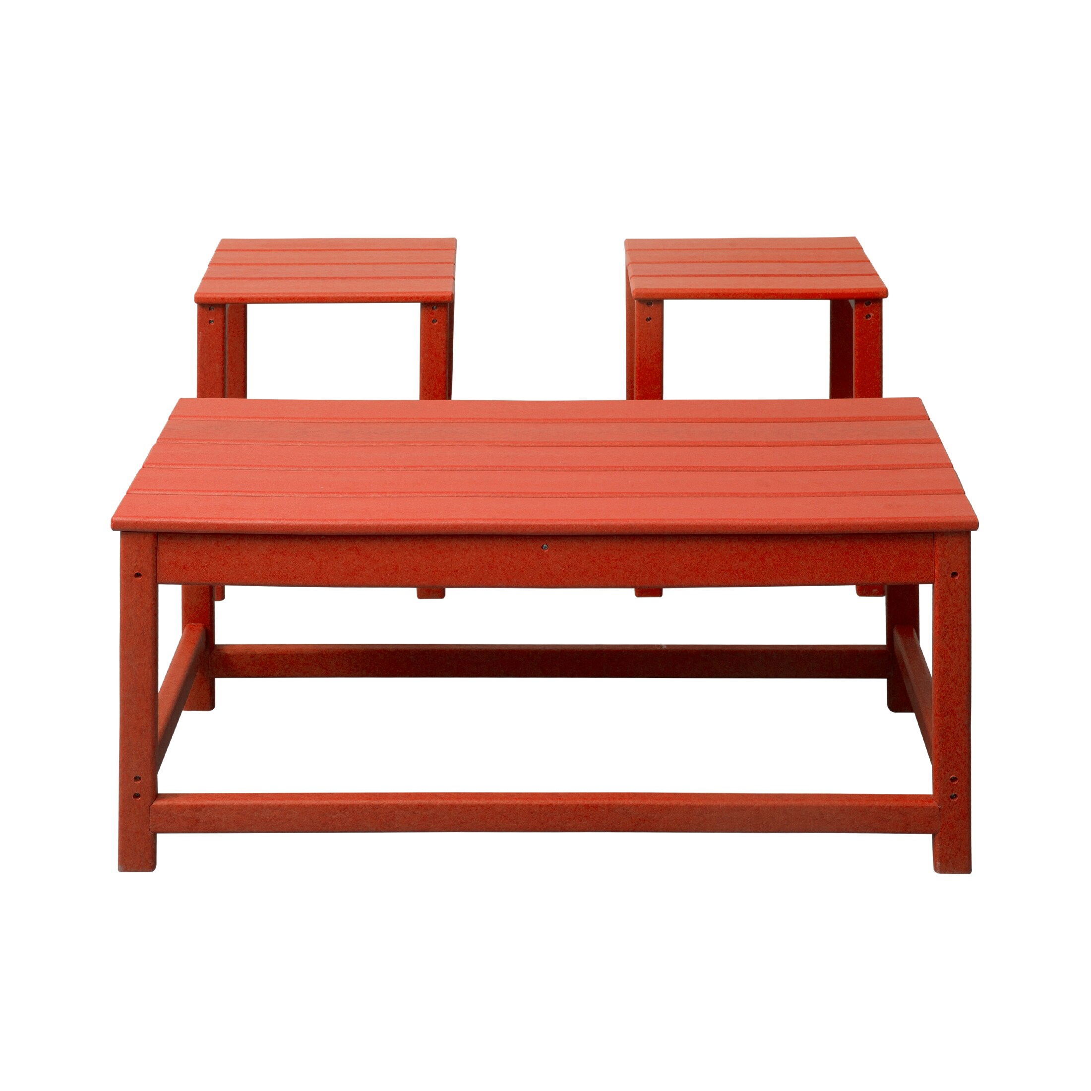 Red Adirondack 3-Piece Outdoor Coffee & Side Table Set