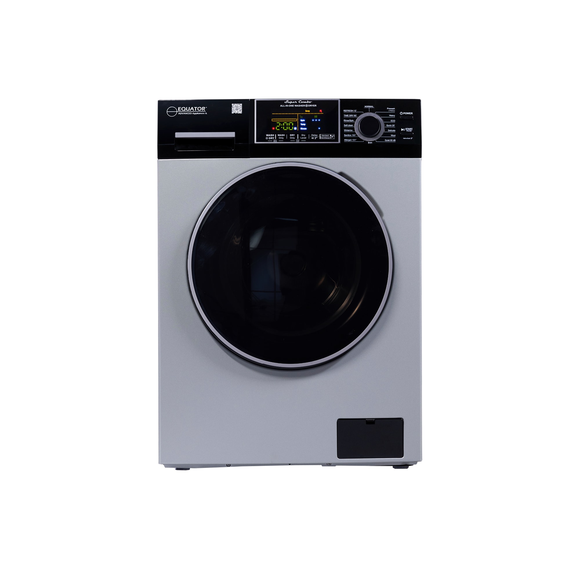 Equator Advanced Appliances EZ 5500 CV S/B Digital Compact 1.9-Cu. Feet Capacity Silver/Black Vented All-In-One Washer Dryer Combo