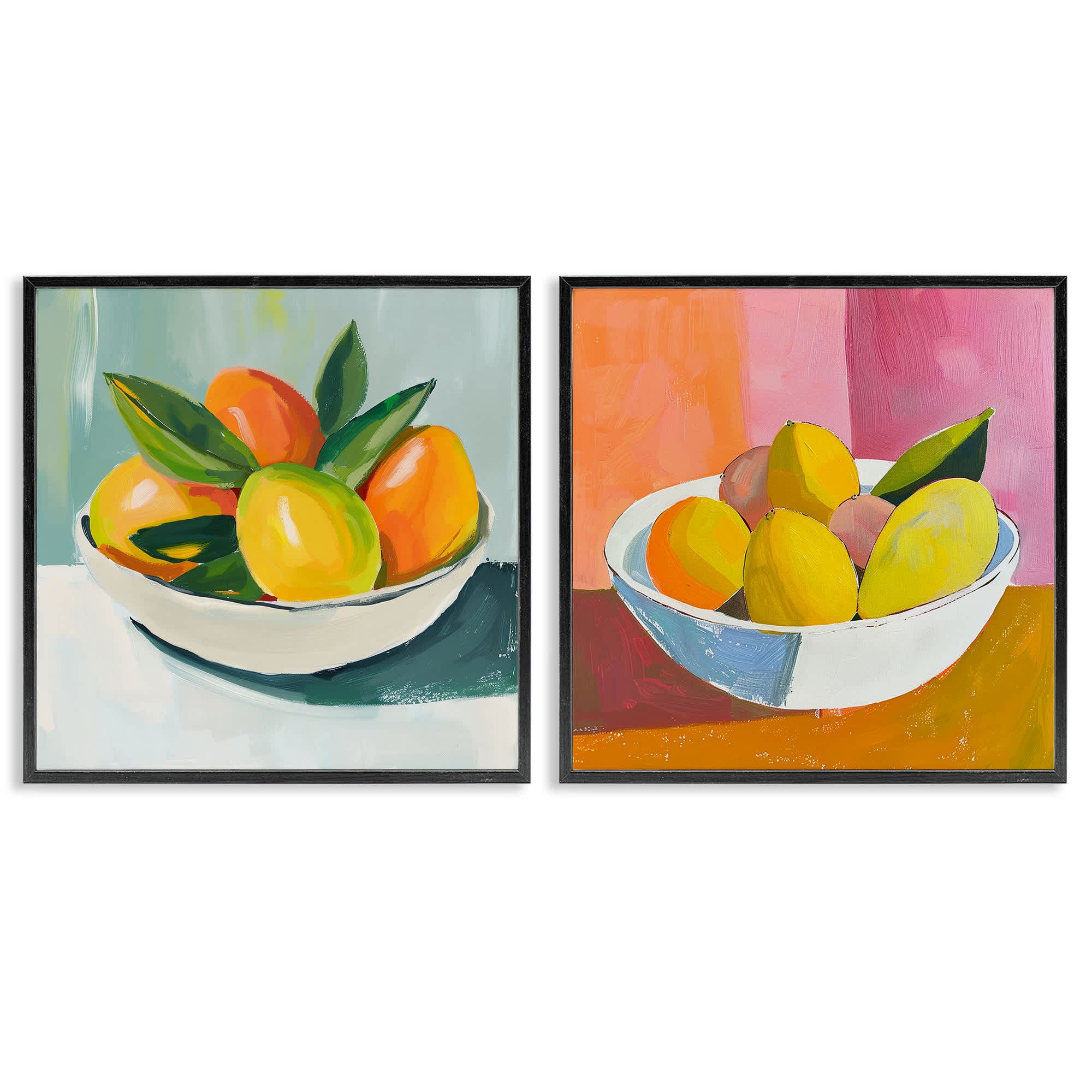 Stupell Industries B2-753-FR-2PC-24X24 Fresh Fruits in Bowl 2 Piece Black Framed Giclee Art Set By Walker Noble 24 x 24