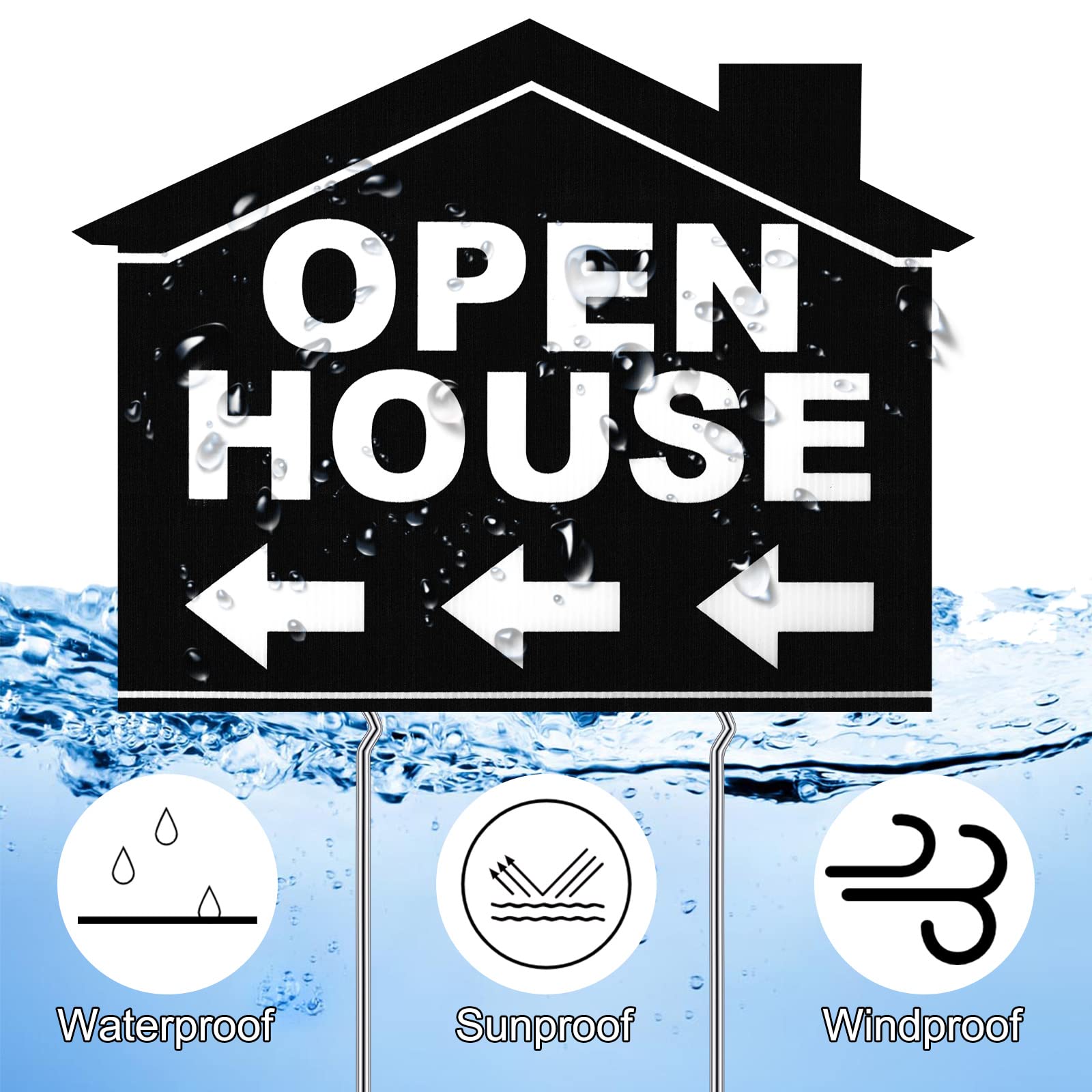 LILILIAN FMY 3 pcs Open House Yard Signs Double Sided Corrugated ...