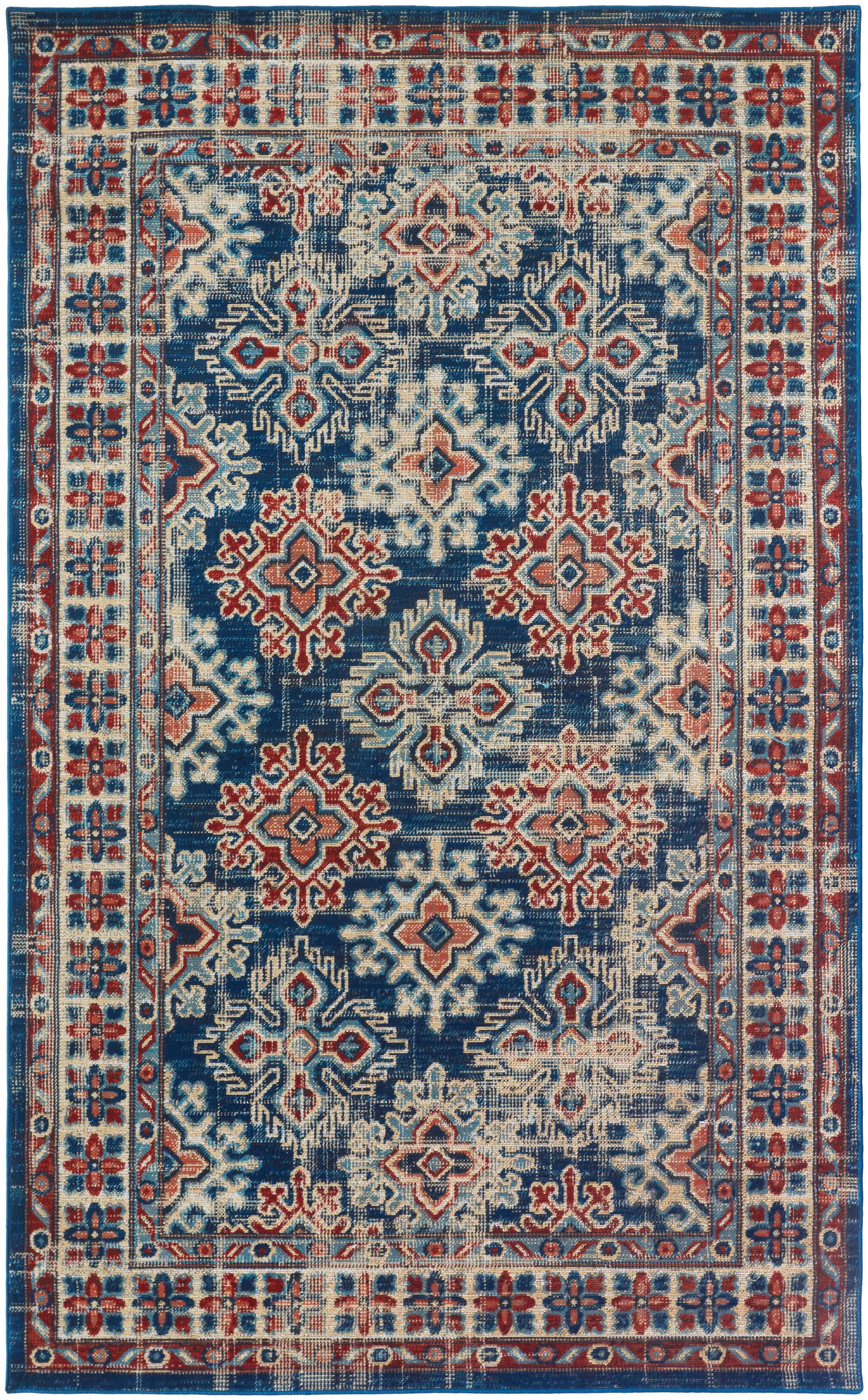 Room Envy NOLR39CABLUMLTG08 8 x 10 (ft) Loomed Polypropylene Blue/Red/Ivory Rectangular Indoor Area rug