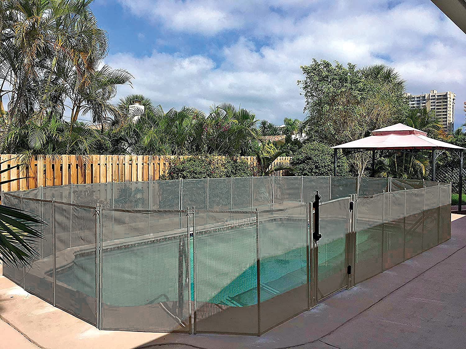 Goplus 4-ft x 12-ft Black Aluminum Mesh Pool Safety Barrier Panel