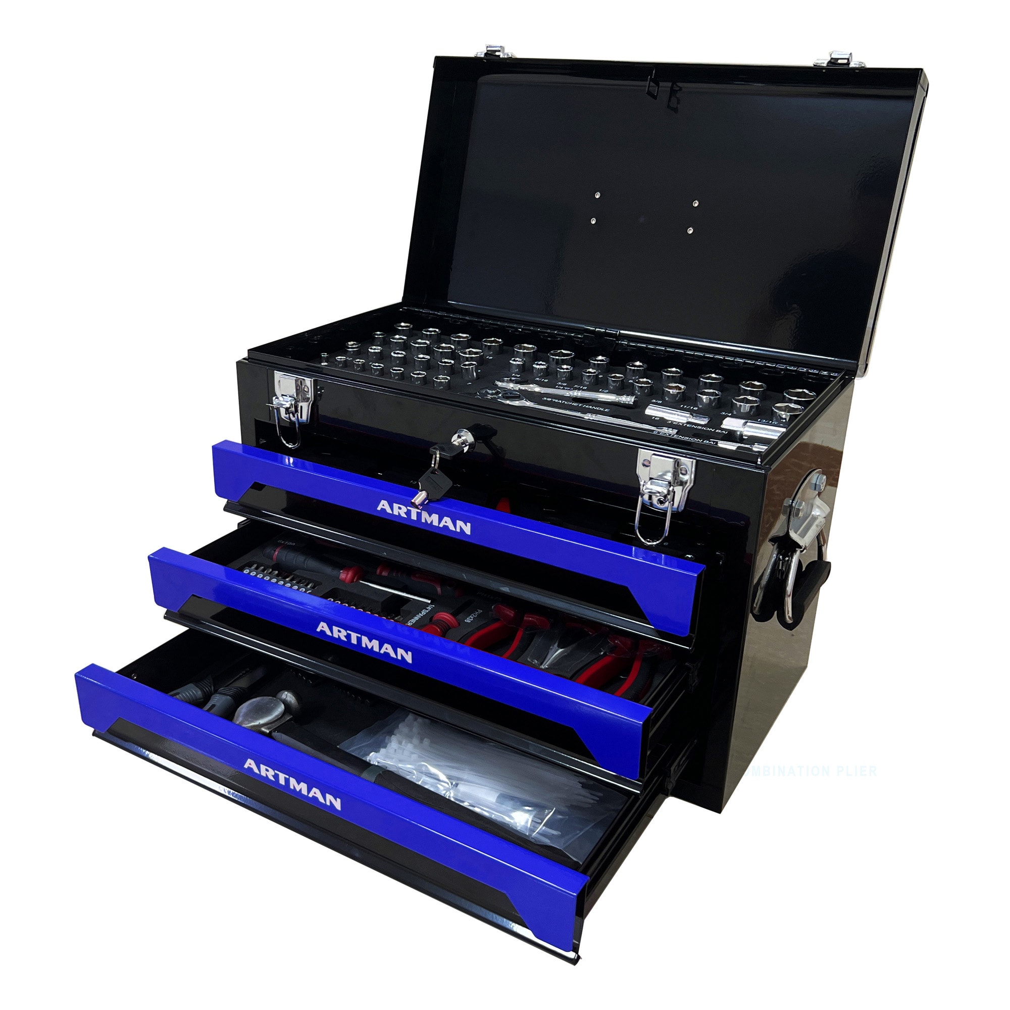 Siavonce Bottom Tool Cabinets 10.63-in W x 13.86-in H 3-Drawer Steel Tool Cabinet (Black) XH11196 Sansujyuku sansujyuku.com