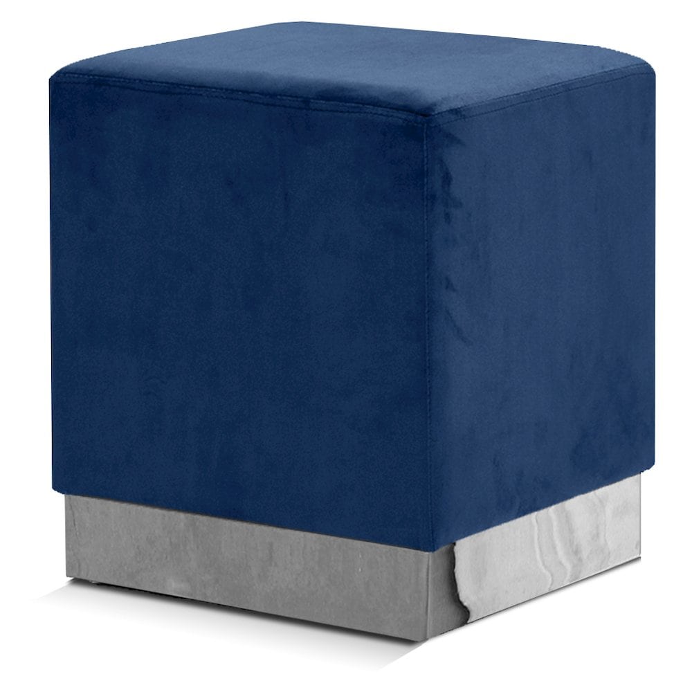 Meridian 135NAVY Jax Navy Velvet Ottoman Stool