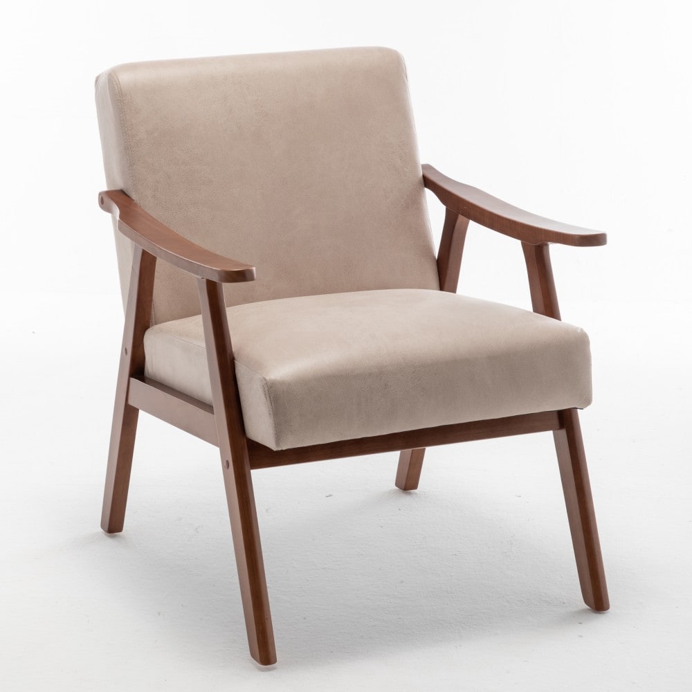 Beedesign - Accent Chair with Microfiber Upholstery and Solid Wood Frame Mid Century Modern Livin...