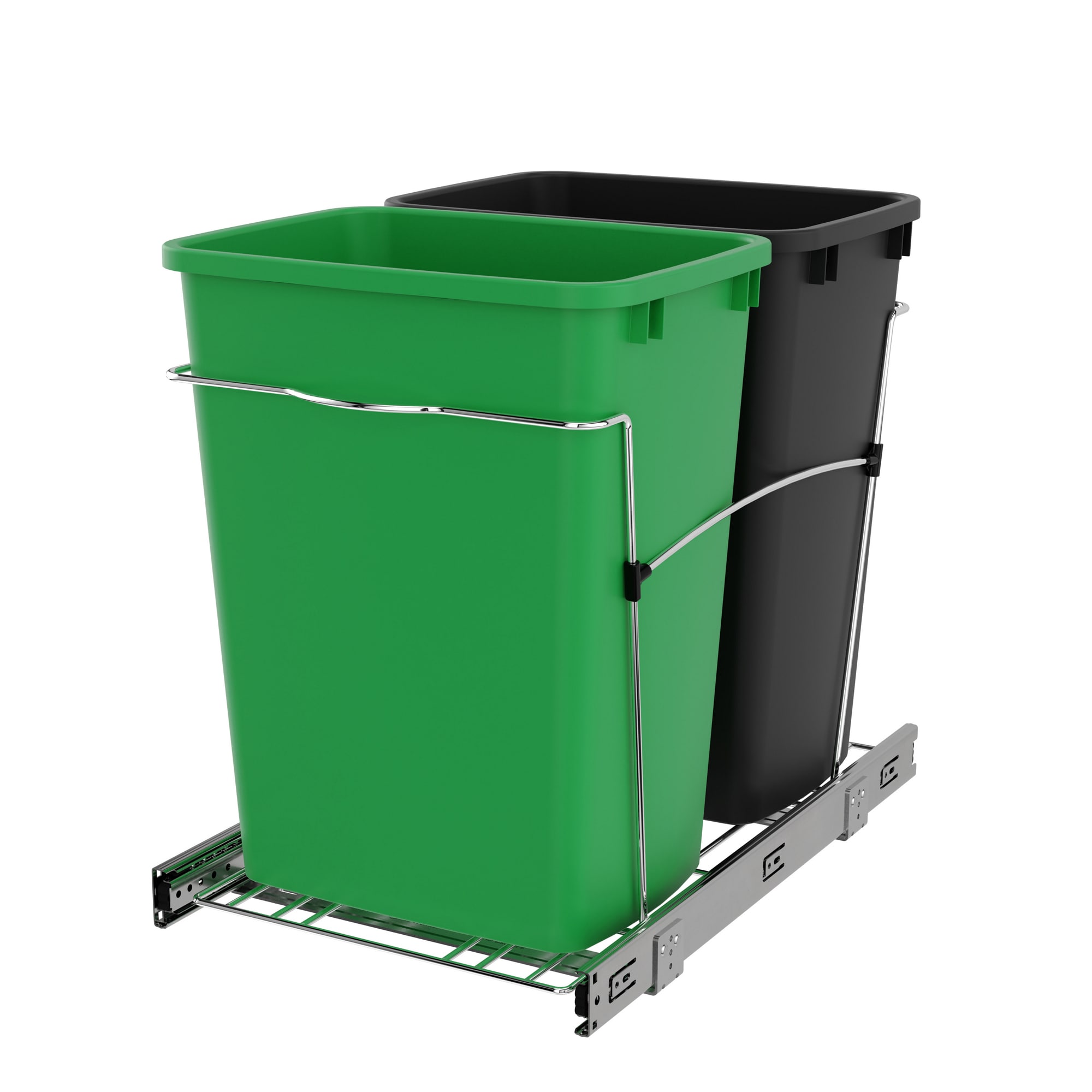 Rev-A-Shelf 252041 Double Pullout Trash Can 35 qt. for Kitchen RV-18KD-1918C-S