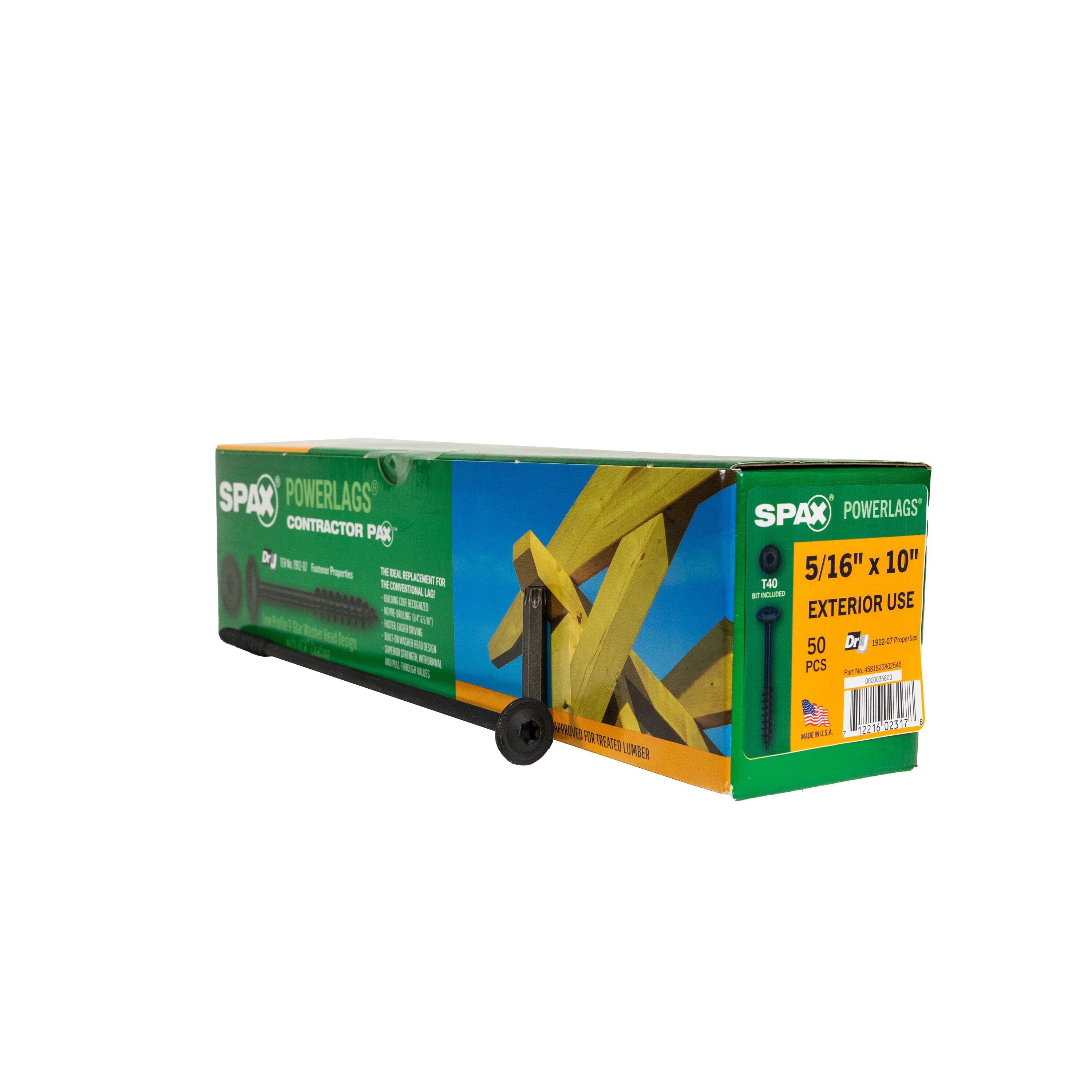 SPAX 4581820802545 5/16-in x 10-in Black Coated Washer -Head Exterior Structural wood screws 50 -Pack
