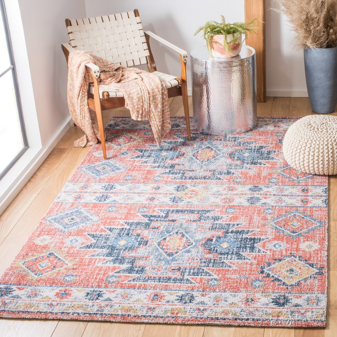  Classic Vintage 208 Blue/Rust Bohemian 6ft x 9ft Medium Rectangle Rug