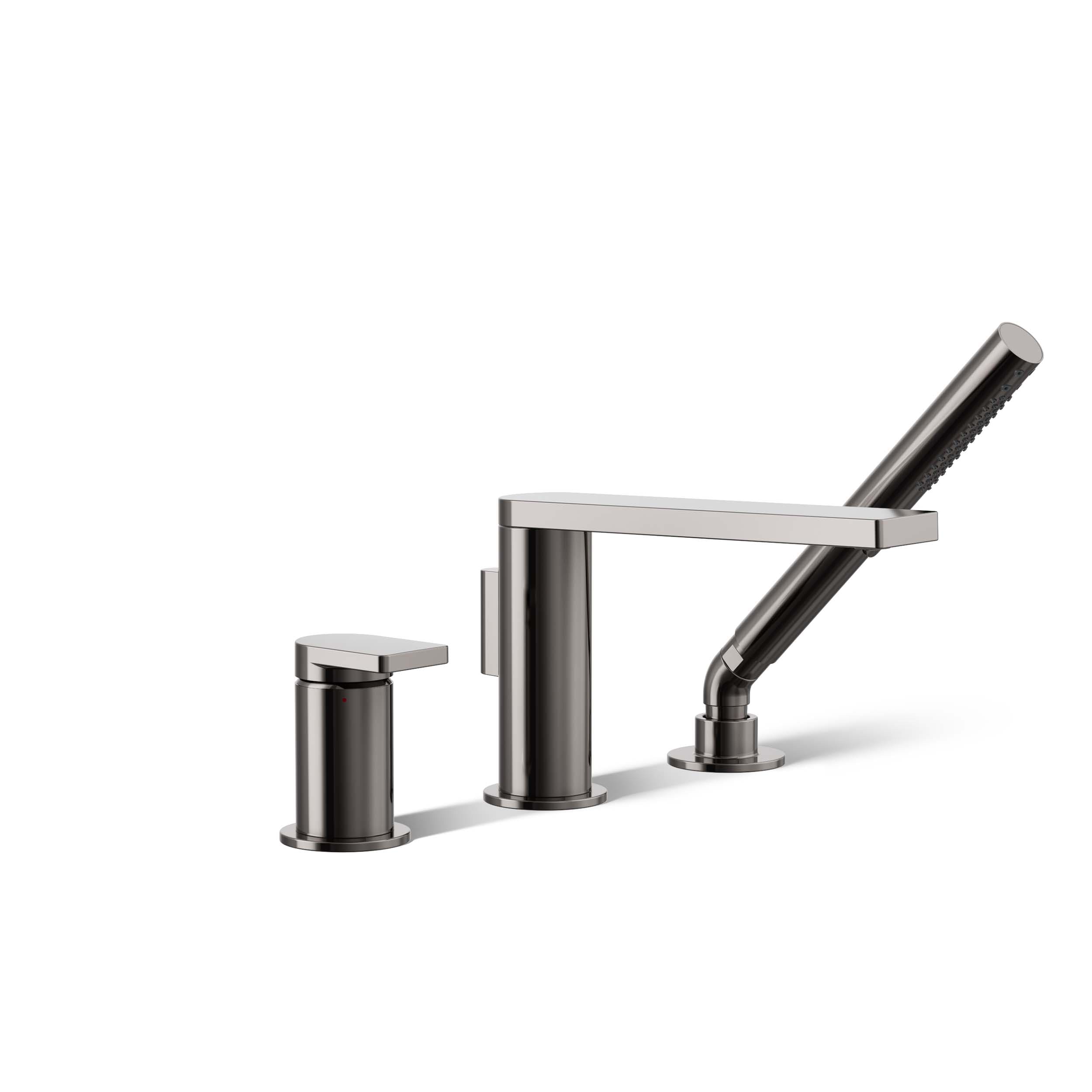 KOHLER 73078-4-TT Composed Vibrant Titanium 4-in centerset 2-handle WaterSense Low-arc Commercial/Residential Handle Bathroom Sink Faucet with Drain