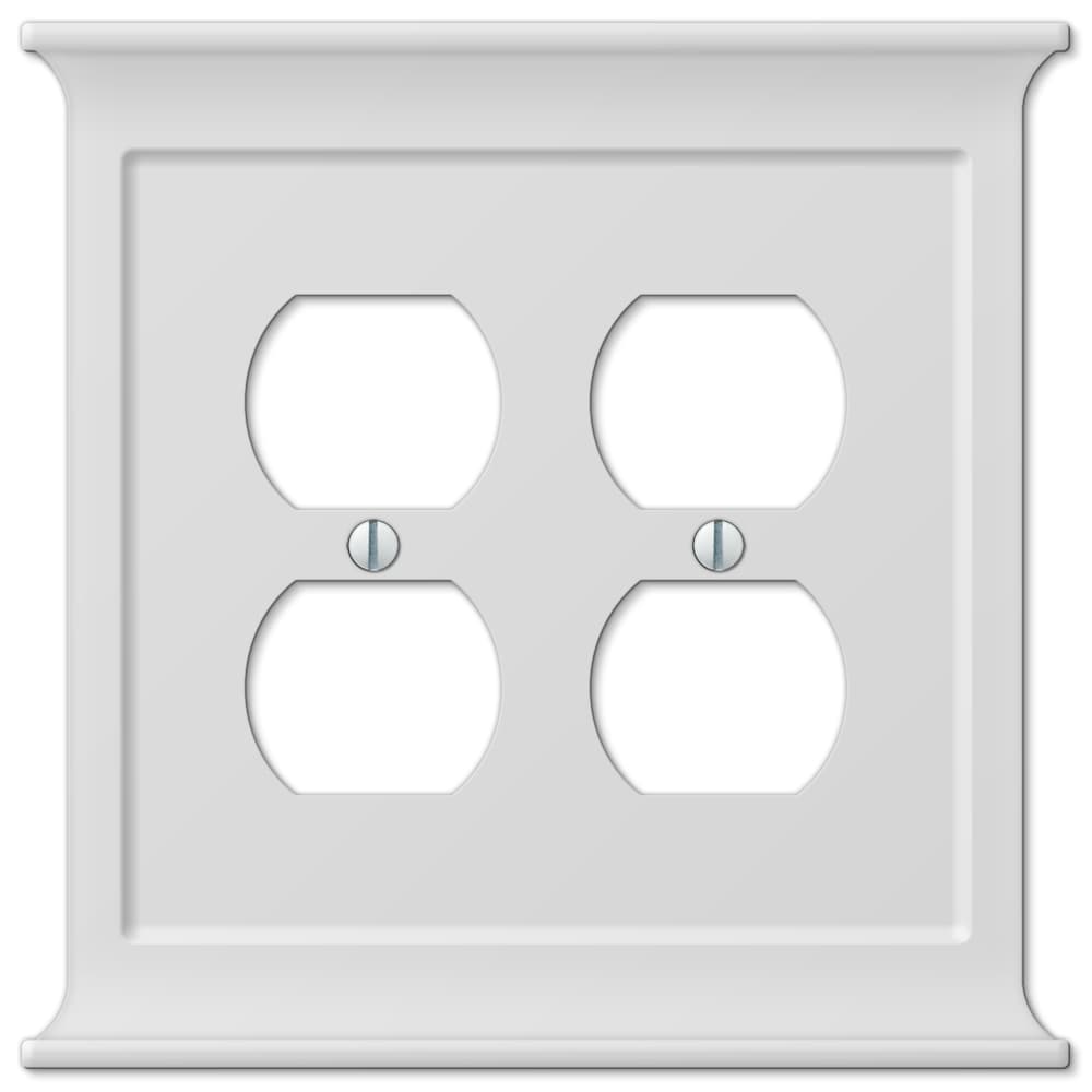 allen + roth 2050DDW Capitol 2 -Gang Standard Size White Composite wood Indoor Duplex Wall Plate