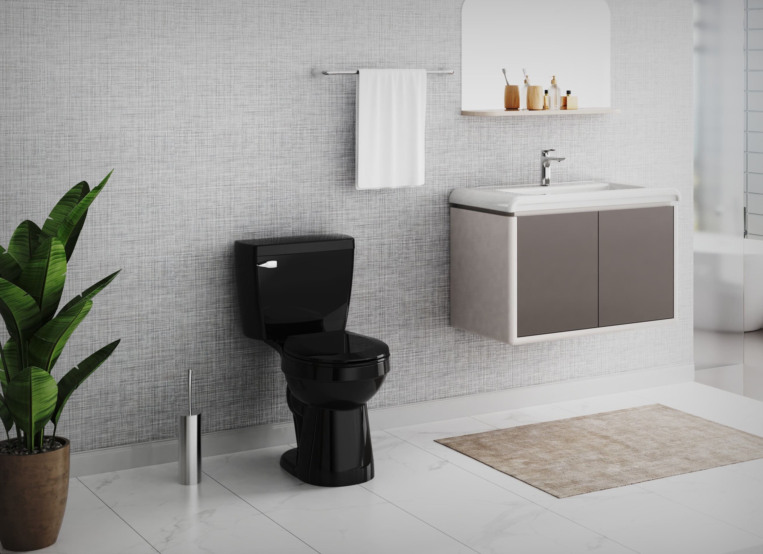 Project Source Pro-Flush Black Round Chair Height 2-piece WaterSense Toilet  12-in Rough-In 1.28-GPF in the Toilets department at