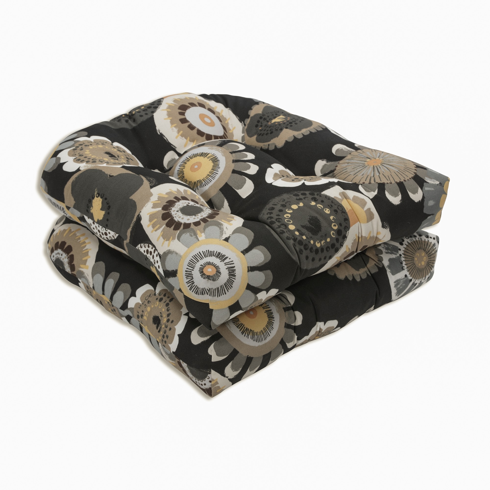 Pillow Perfect 449753 Crosby Ebony 2 -Piece 19-in x 19-in Black, Yellow Square Indoor Decorative Pillow