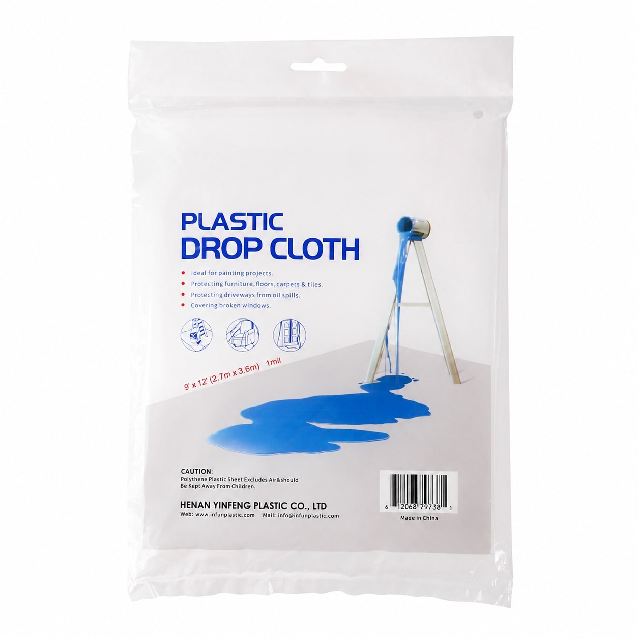 KHKFY  Clear Plastic Sheeting Drop Cloths for Painting 9x12ft Durable Water Dust Proof Tear Resistant Painters Plastic Tarp Cloth Multi Purpose