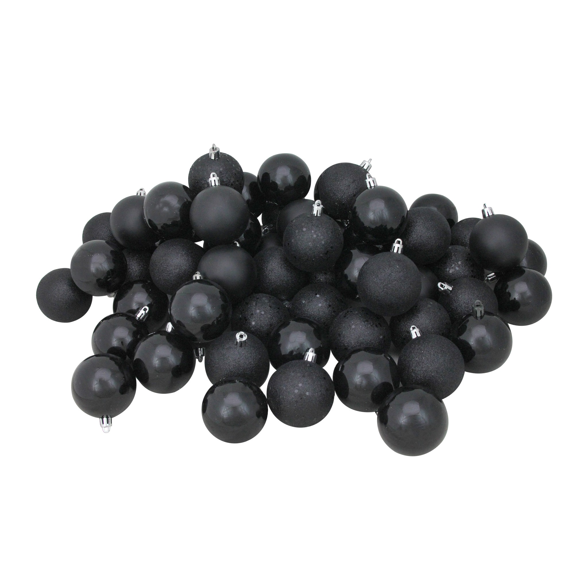 Northlight 32275634 60 -Pack Black Ball Standard Indoor Ornament set Shatterproof