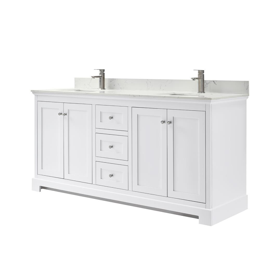 Wyndham Collection Ryla 72 In White Undermount Double Sink Bathroom Vanity With Carrara Cultured Marble Cultured Marble Top In The Bathroom Vanities With Tops Department At Lowes Com