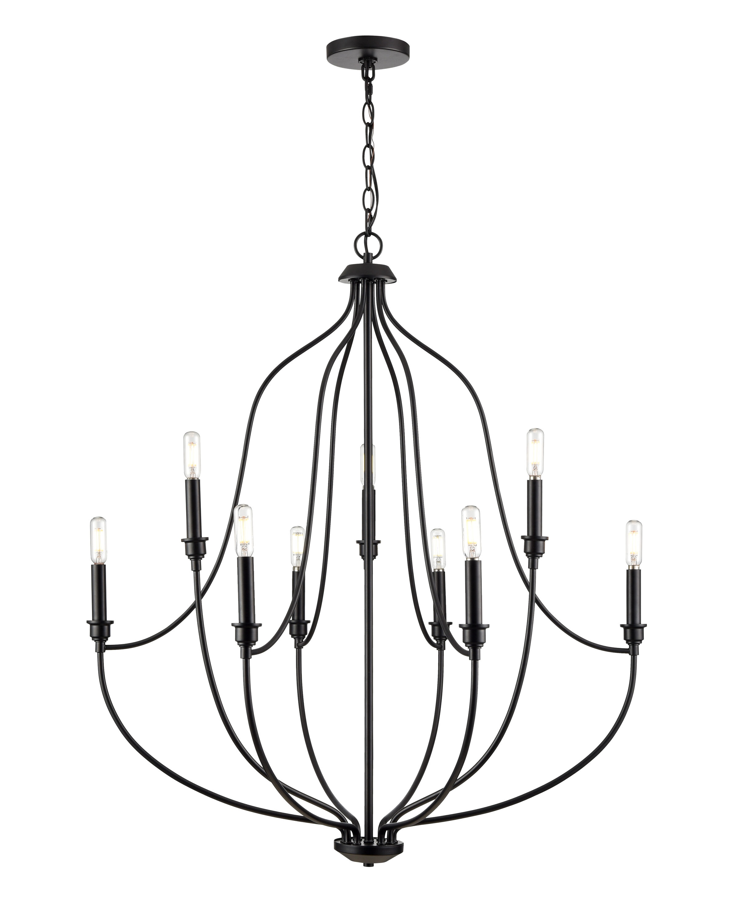 Millennium Lighting 98009-MB Senoia 9 -Light Matte Black Transitional For Use in Bedrooms, Dining Rooms, Foyers, Kitchens, Living Rooms Chandelier