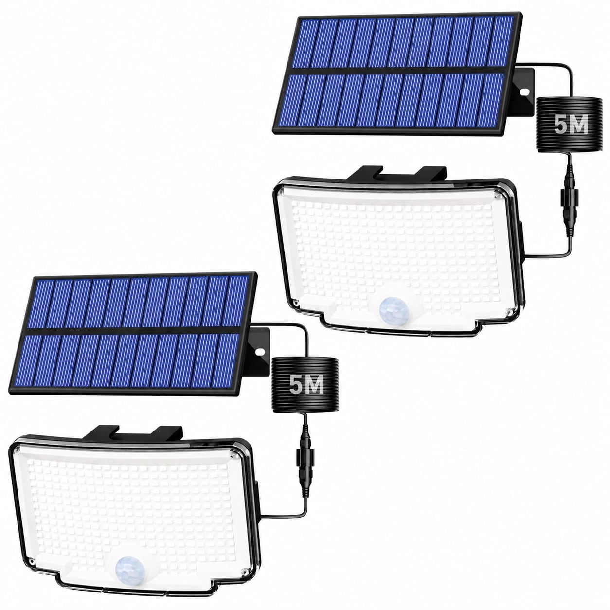 Aoibox - 2 Pack 318 LED Solar Flood Light Motion Sensor 270 Degree IP65 Waterproof for Outdoor Y...