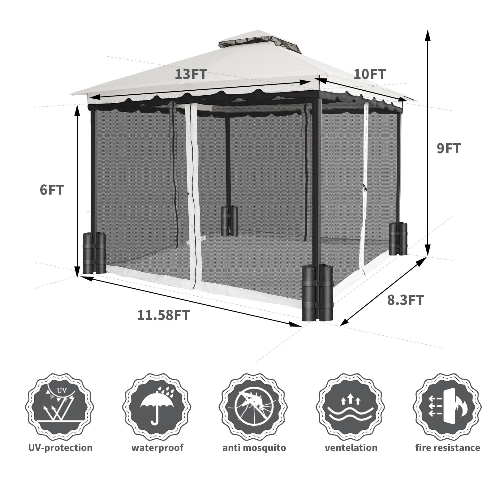 StarEcho ZP02-CREAM Wood-Resin-Gazebos - View #8