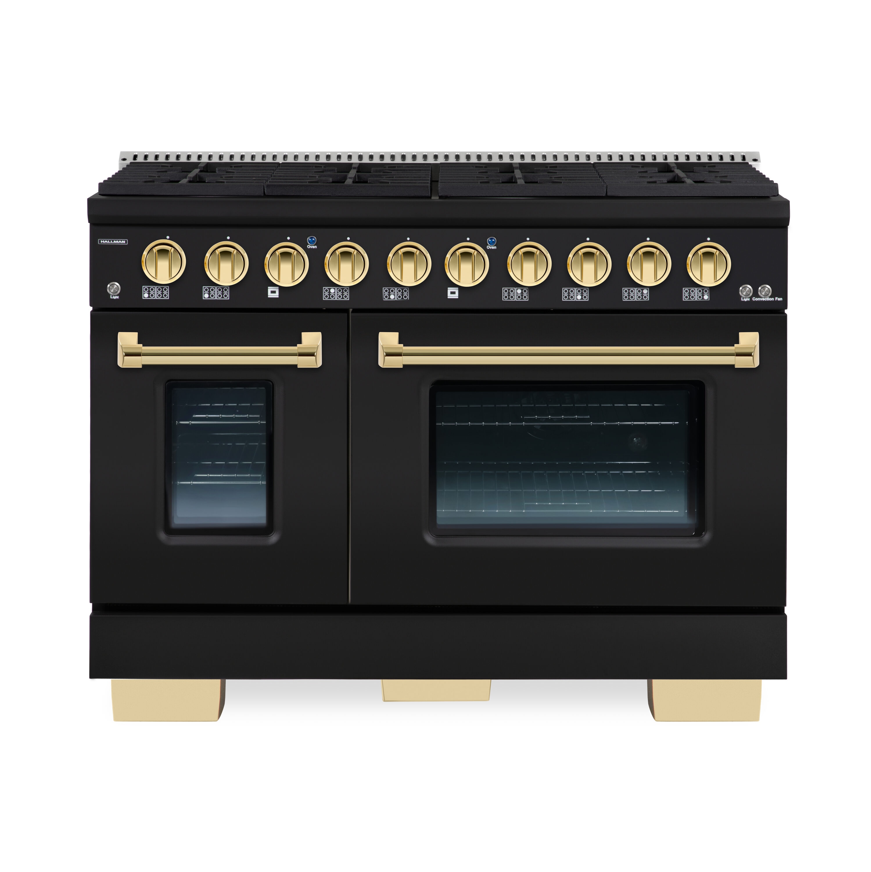 Hallman HBRDF48BSMG 48-in 4.2-cu ft / 2.5-cu ft Convection Oven Freestanding Double Oven Dual Fuel Range ( Matte Graphite )
