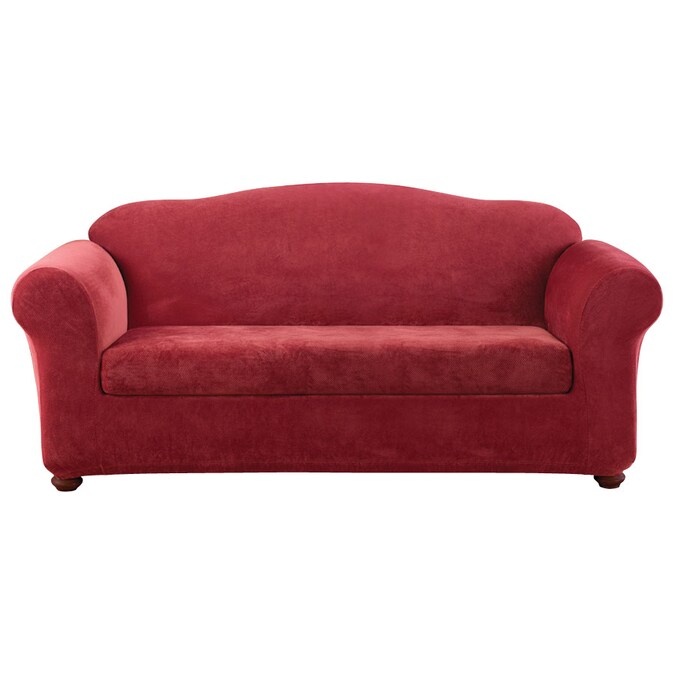 Stretch Pique Velvet Sofa Slipcover in the