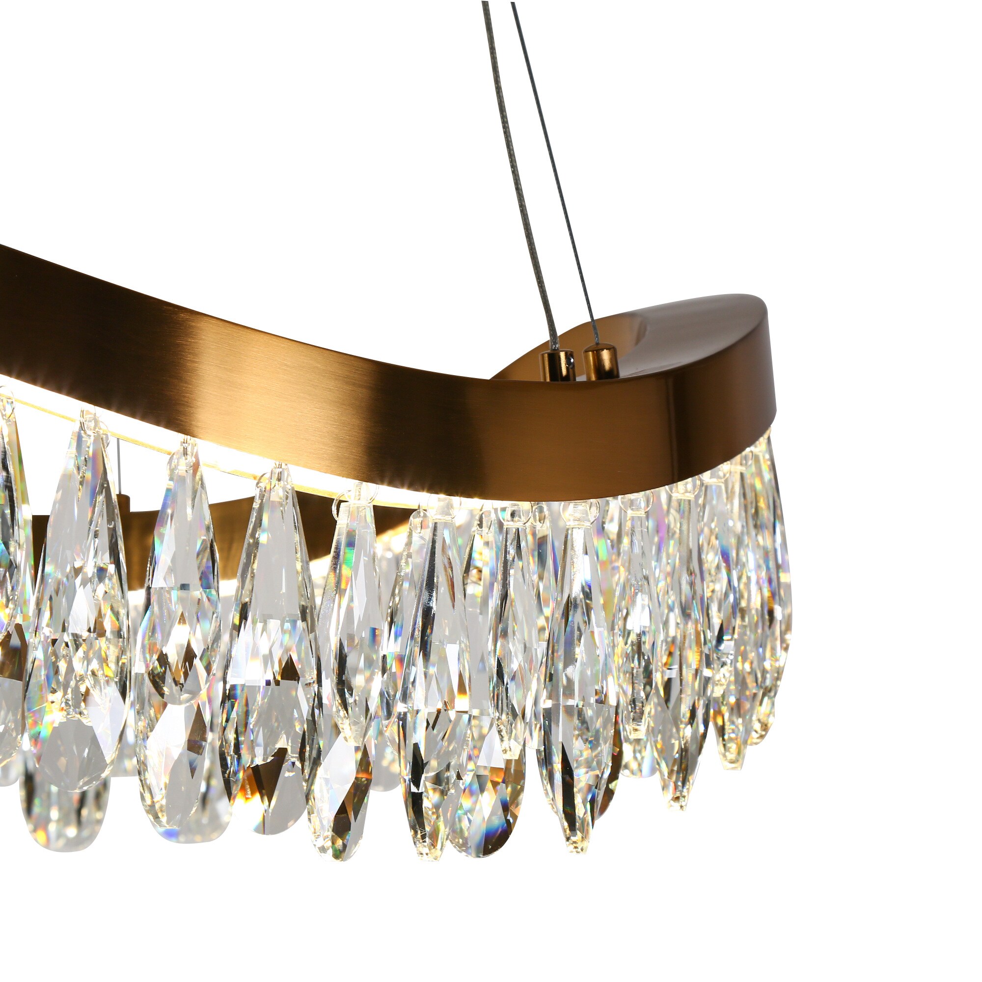 Modern Gold Brass LED Crystal Drum Chandelier