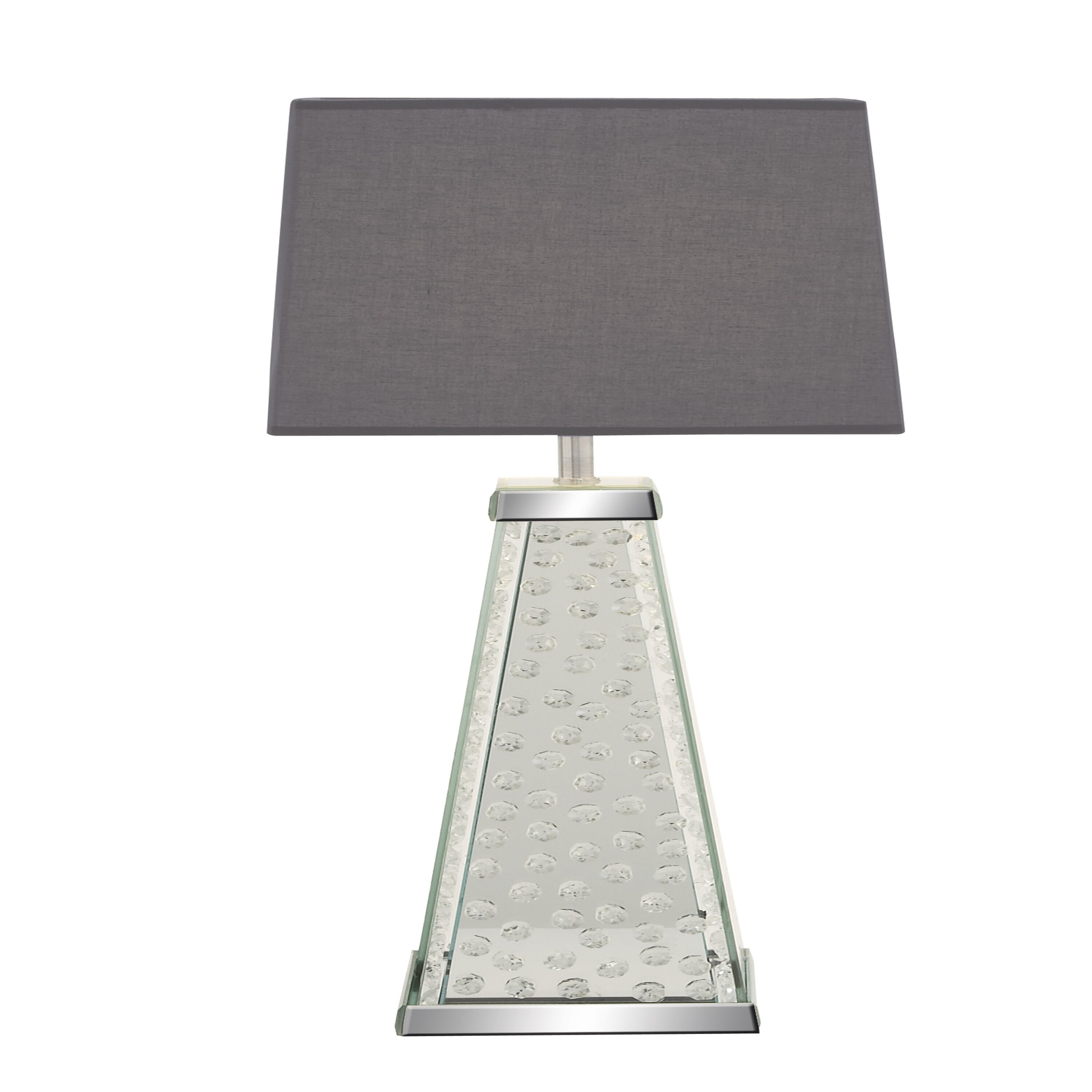 Grayson Lane 87294 29-in Silver Mirrored LED Table Lamp with Linen Shade