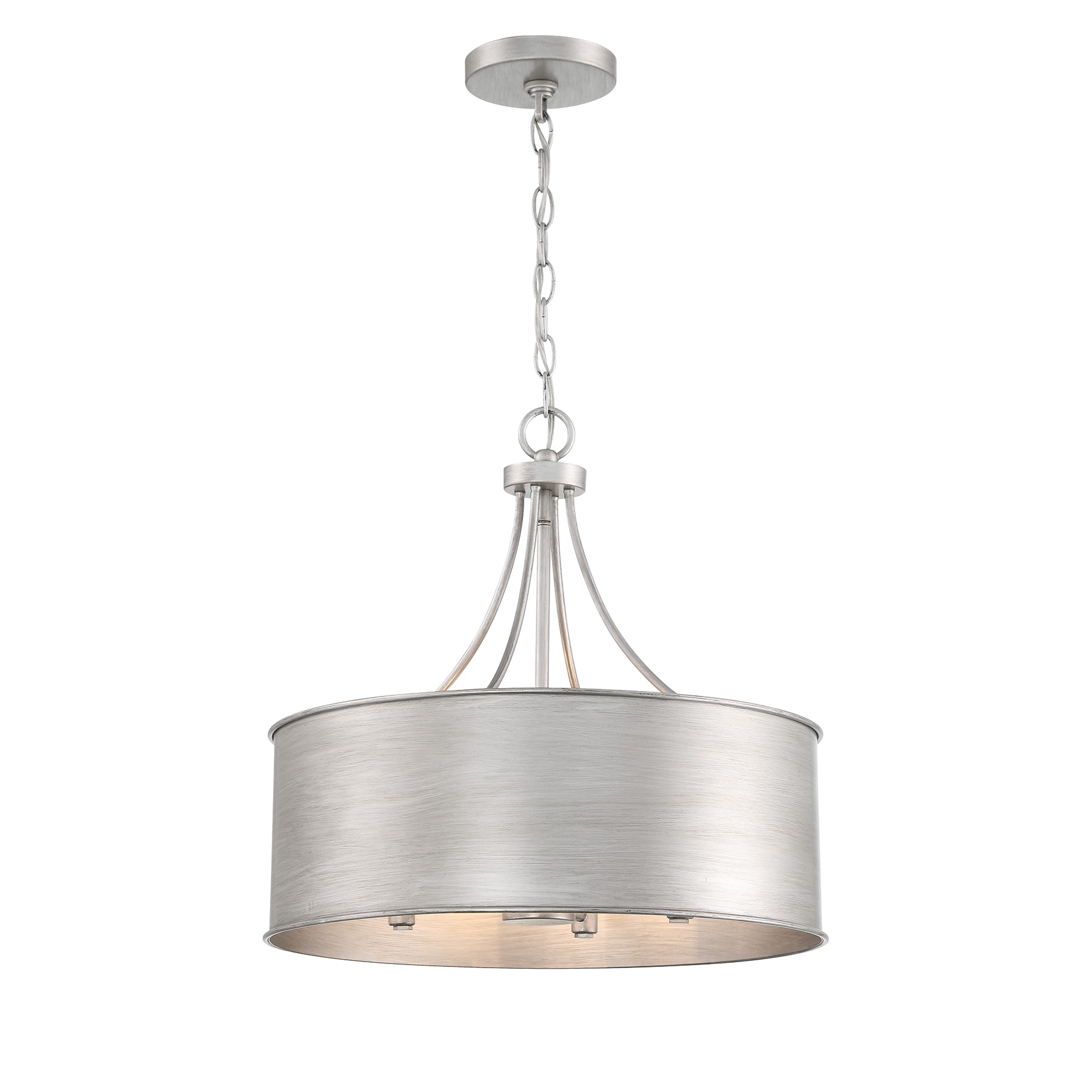 Meridian Lite Trends M7040AS 4-Light Pendant in Antique Silver 4 -Light Antique Silver Traditional Art glass Drum Medium Hanging Pendant light