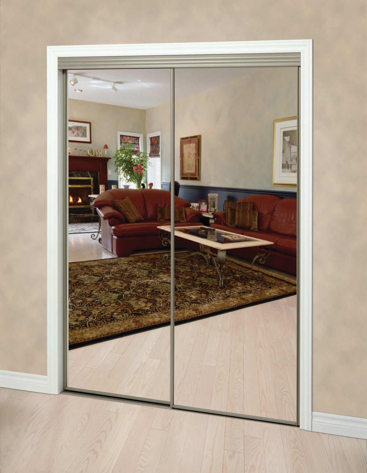 RELIABILT BY0220 96-in x 80-in White 1-panel Mirrored Glass Smooth ...