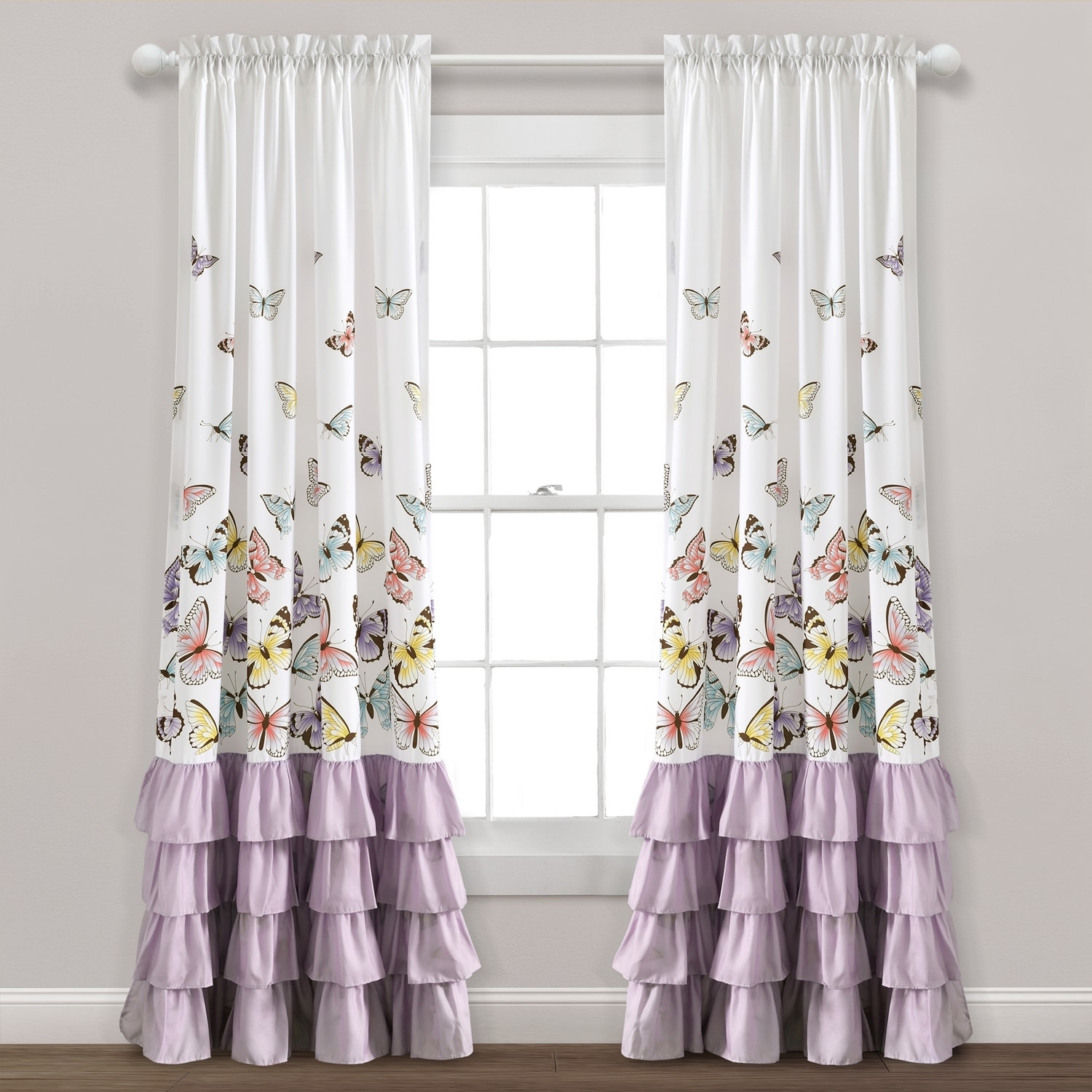 Lush Decor 21T011985 84-in Lilac Geometric Room darkening Rod pocket Curtain panel pair