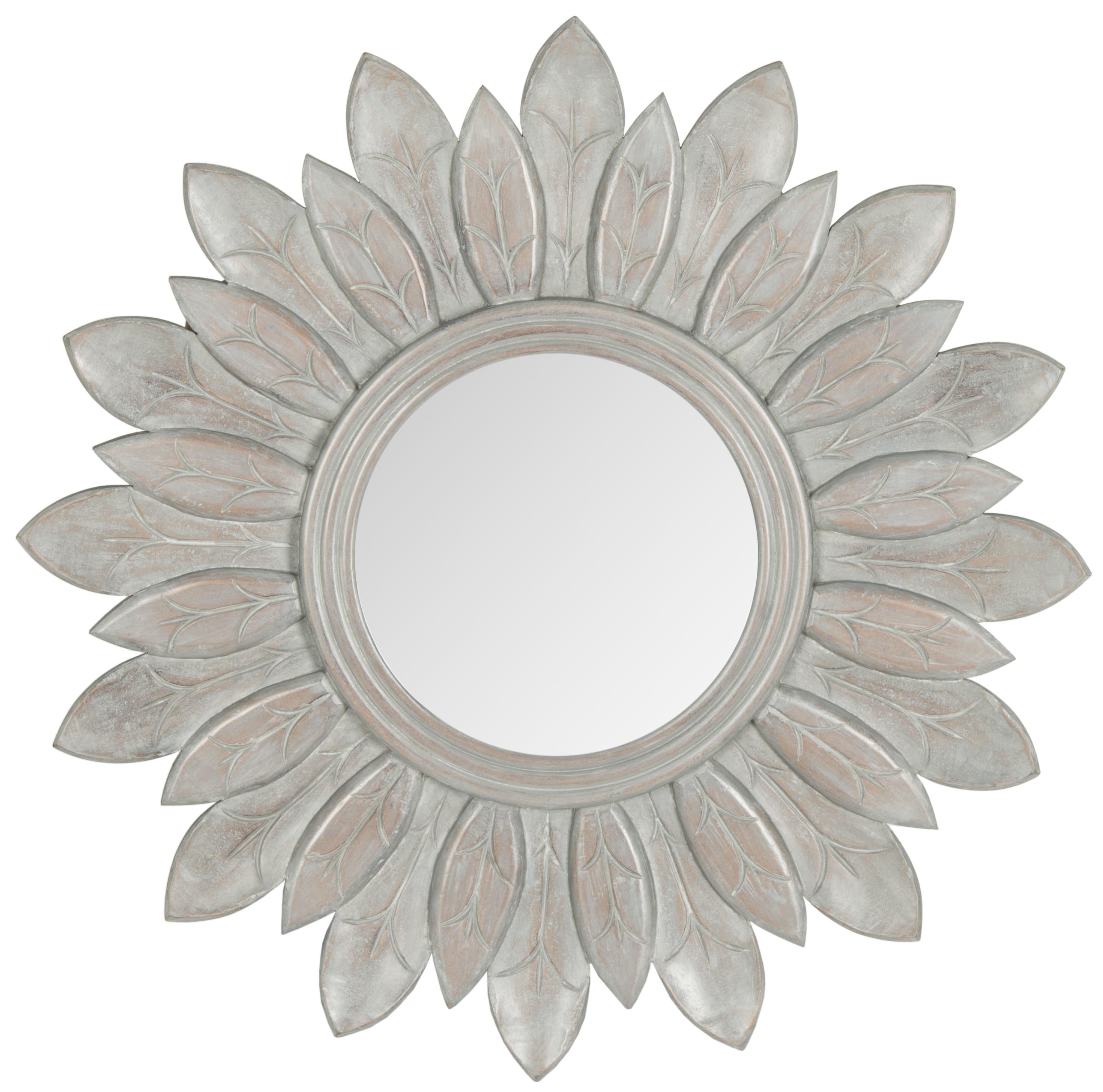 Safavieh MIR5003A Sun King 30.0-Inches W x 30.0-Inches H Round Gray Polished Wall Mirror