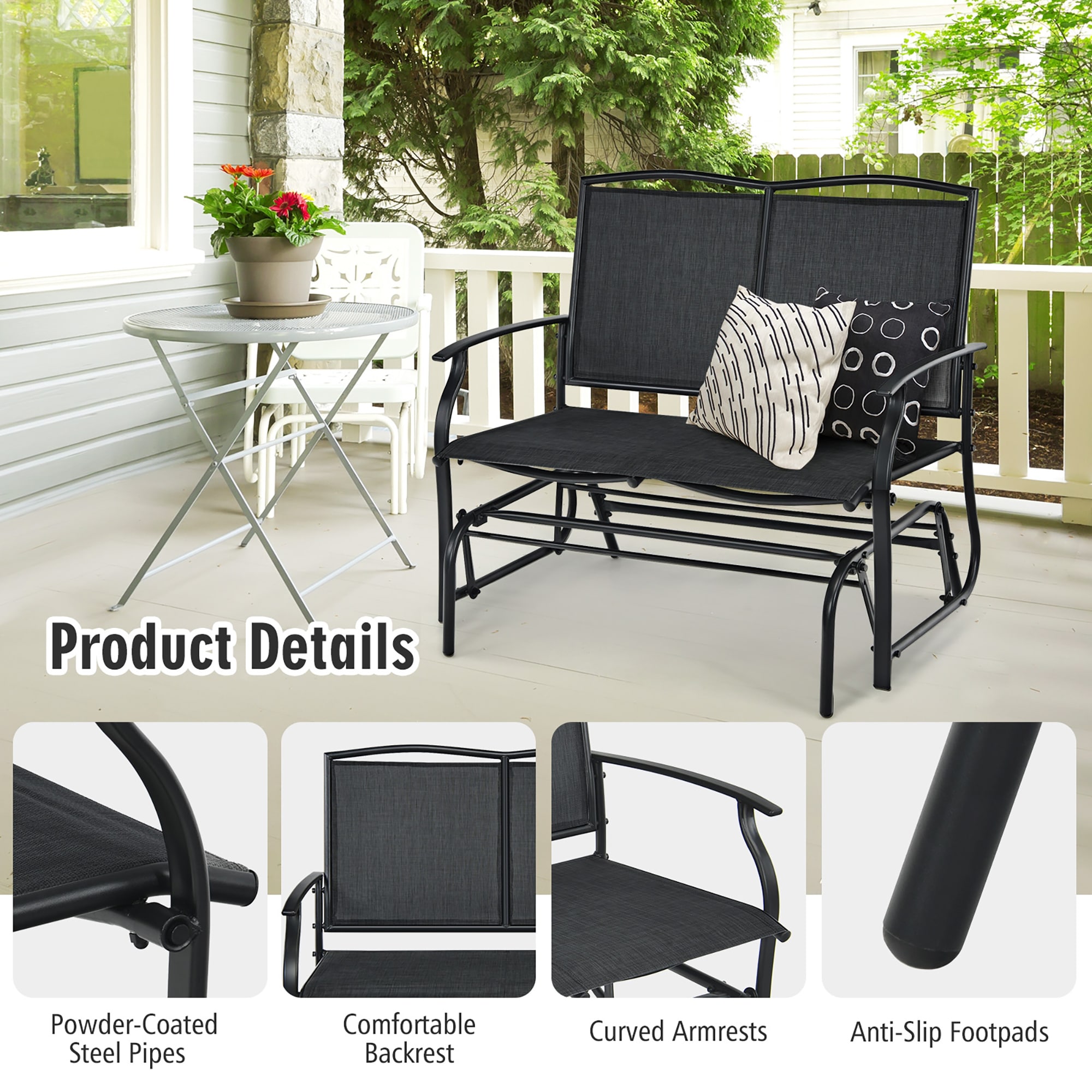 Outdoor patio glider discount chairs