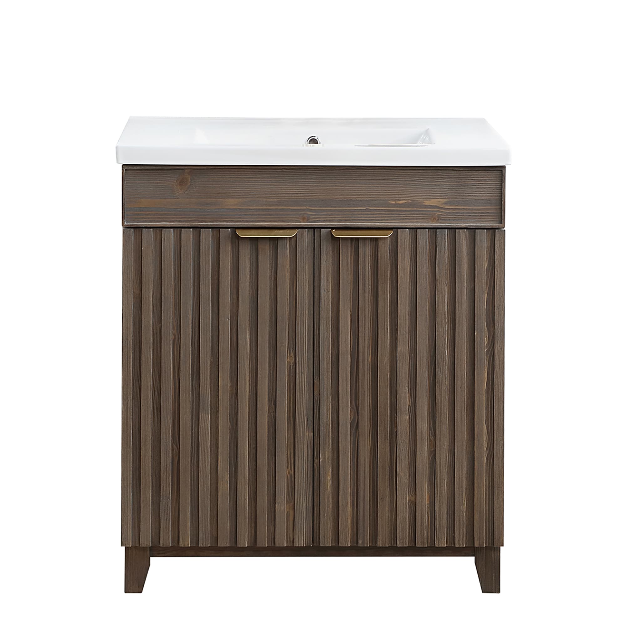 Palos 30" Spruce Antique Brown Single Vanity with White Ceramic Basin
