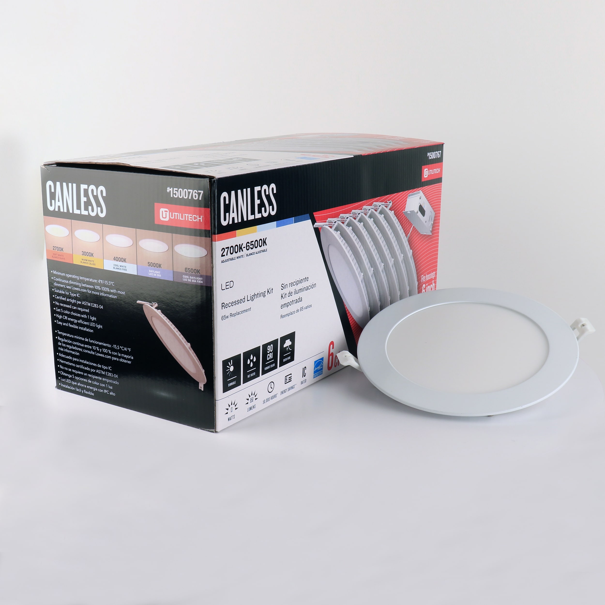 utilitech canless 2700k 6500k 6 inch