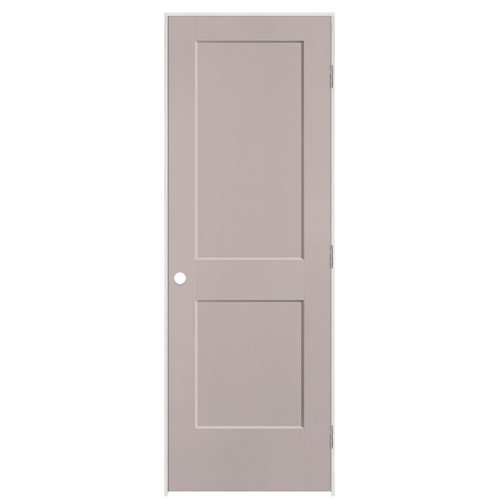 Masonite 895976 28-in x 80-in Driftwood Solid core 2-panel Left hand Smooth Prefinished Molded composite Flat Jamb Single Prehung Interior Door