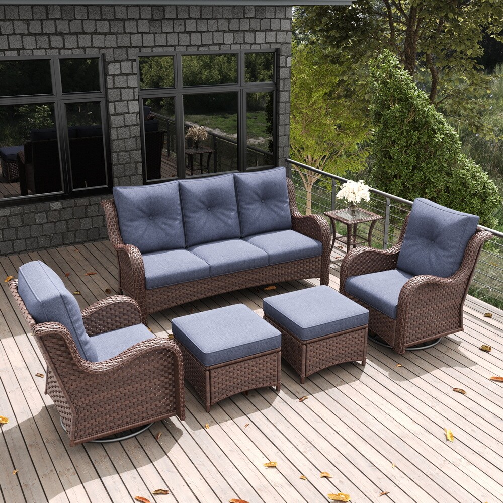 LayinSun BYT6003A-BRNAVY-6PWT Patio-Conversation-Sets - View #7