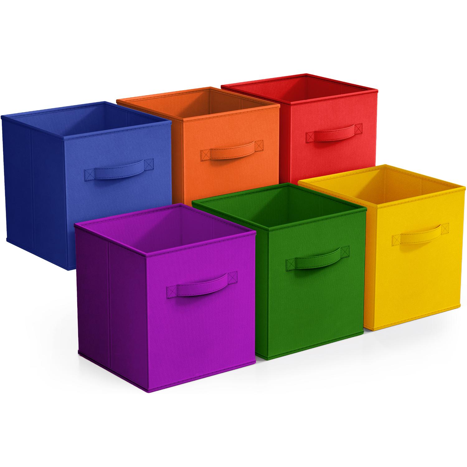 SORBUS STRG-BIN-COLSET2-6PK ( 10.5-in W x 11-in H x 10.5-in D ) Deep Rainbow Polyester Collapsible Bin