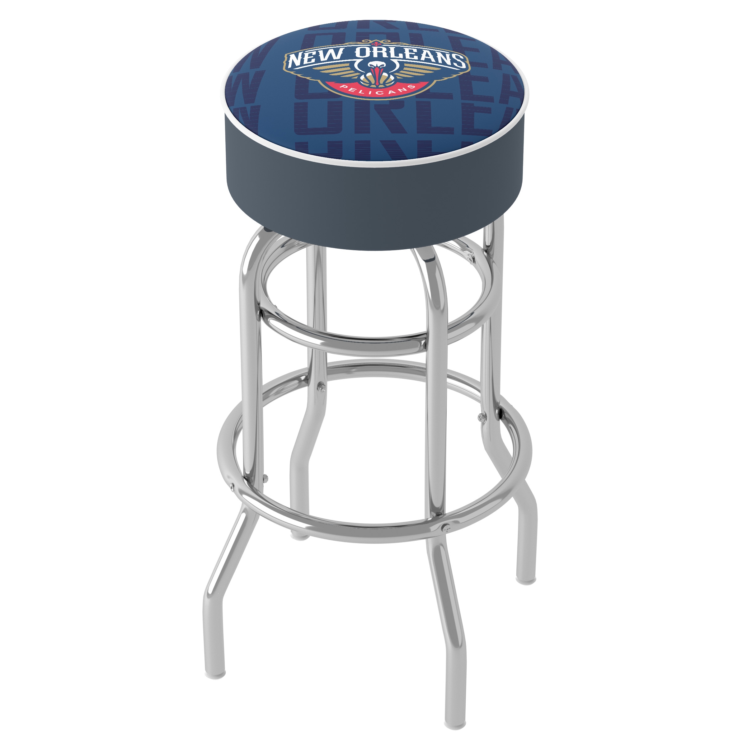 Trademark Gameroom NBA1000-NOP3-TWN New Orleans Pelicans 31-in H Bar height (28-in to 33-in) Round Seat Upholstered Swivel Metal Bar Stool