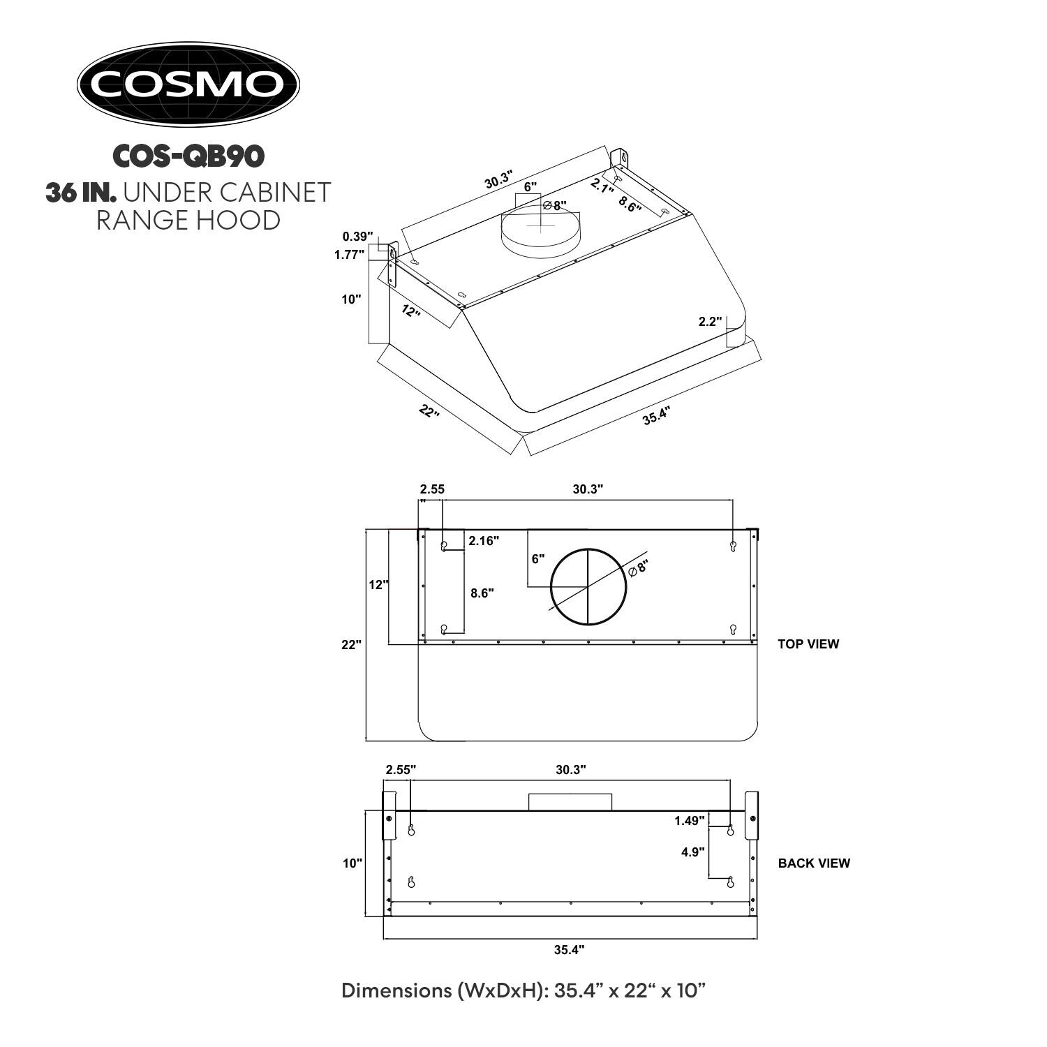 Cosmo COS-QB90 Undercabinet-Range-Hoods - View #11