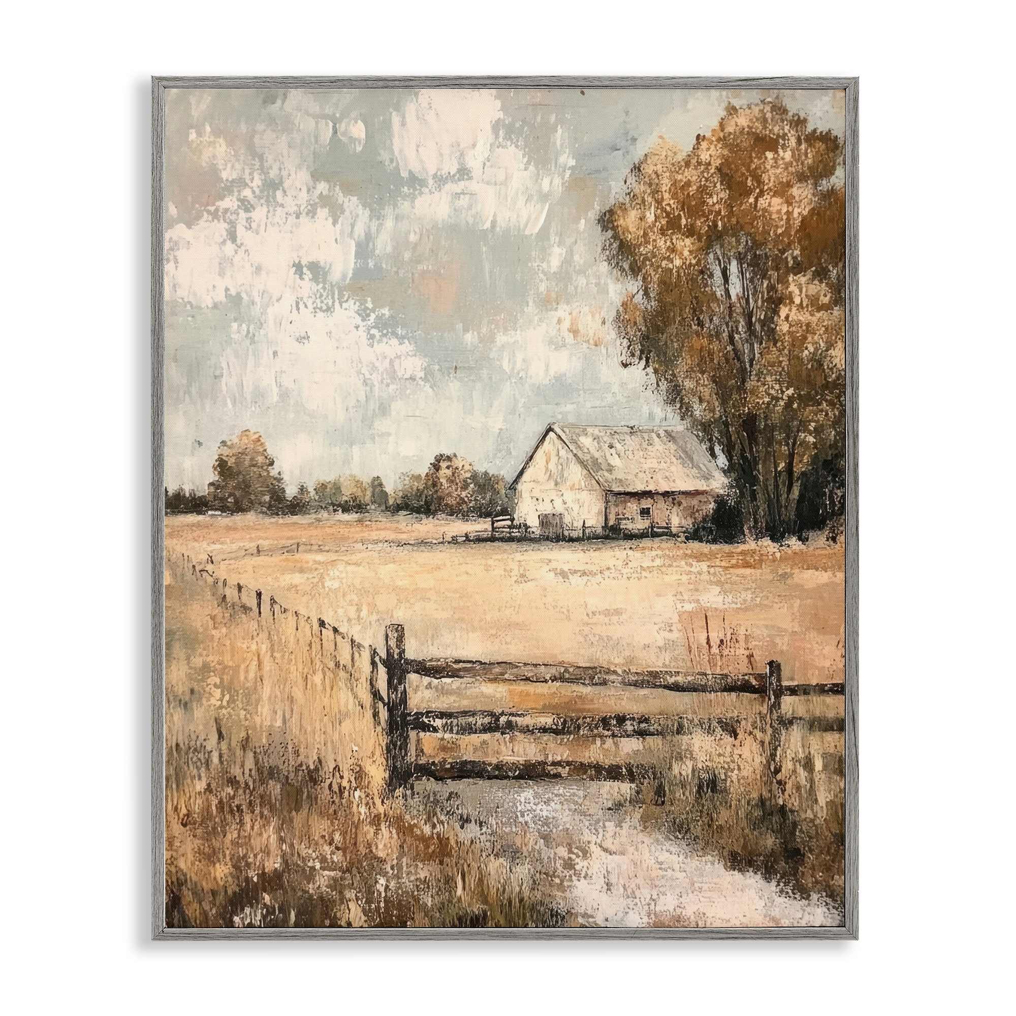 Stupell Industries BT-834-GFF-11X14 Fenced In Farm View Framed Giclee design by Petal Prints Design