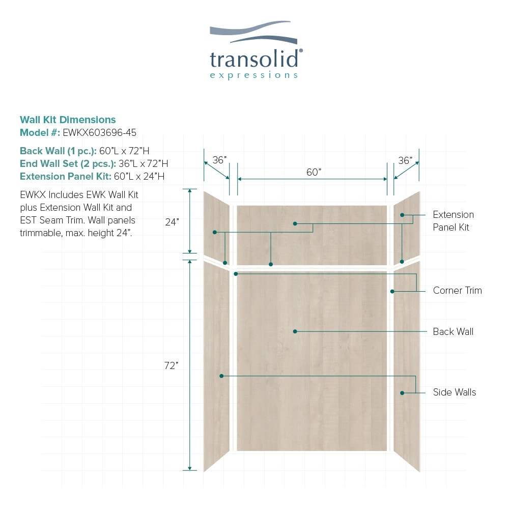 Transolid EWKX603696-45 Shower-Wall-Surrounds - View #2