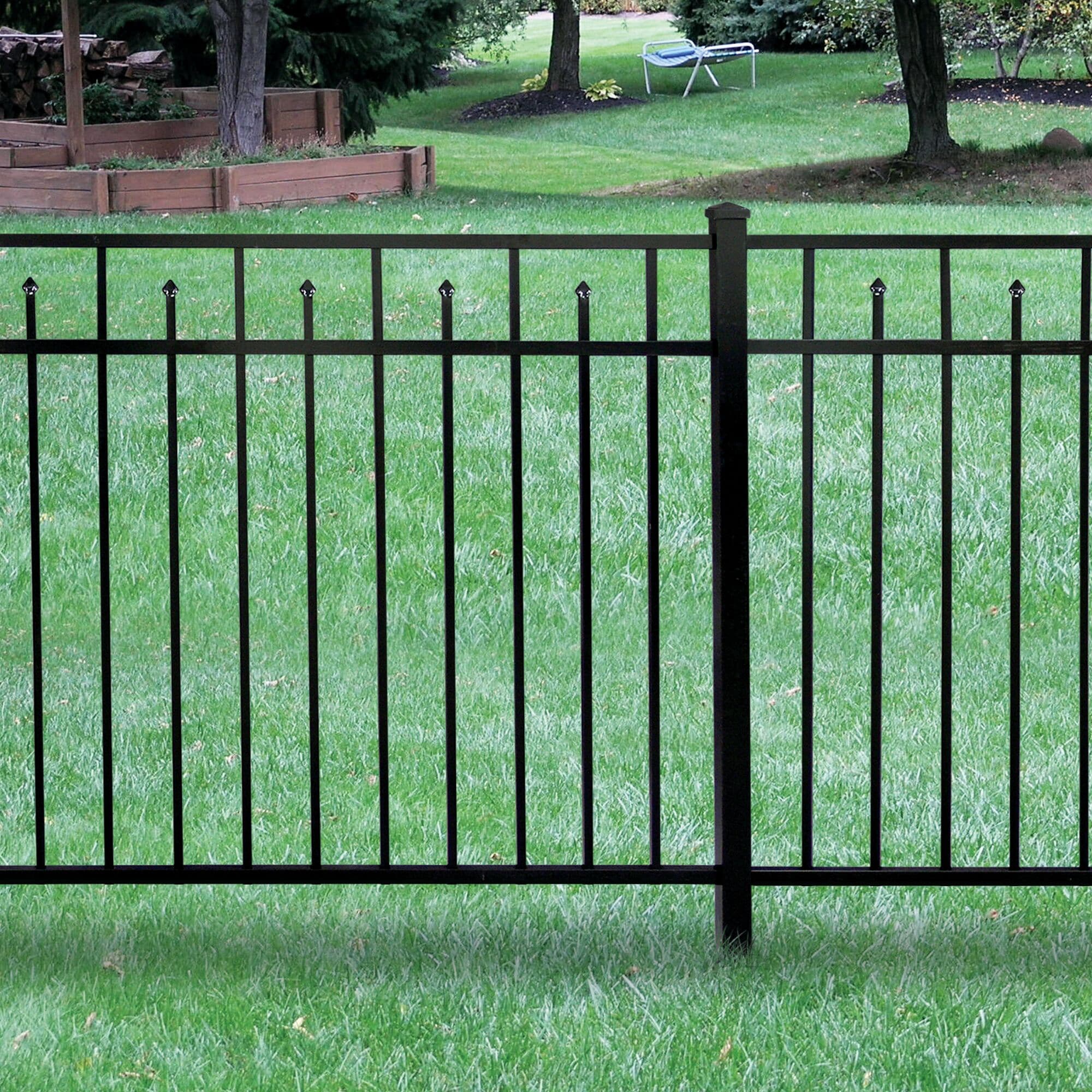 Freedom New Haven 4-1/2-ft H x 6-ft W Black Aluminum Spaced Picket Flat-top  Decorative Fence Panel in the Metal Fencing department at