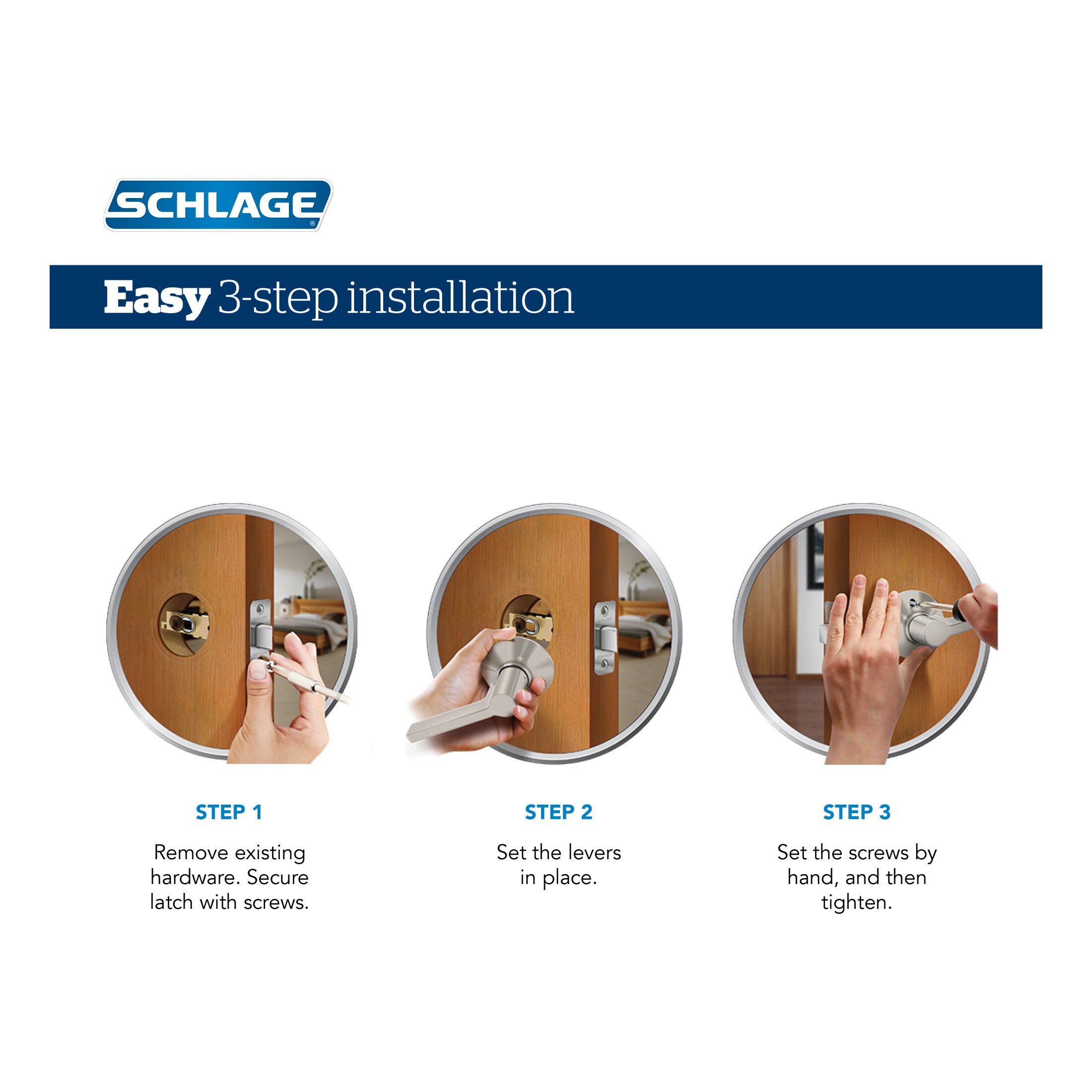 Schlage Delfayo Satin Brass Universal Interior Bed/Bath Privacy Door Handle  in the Door Handles department at