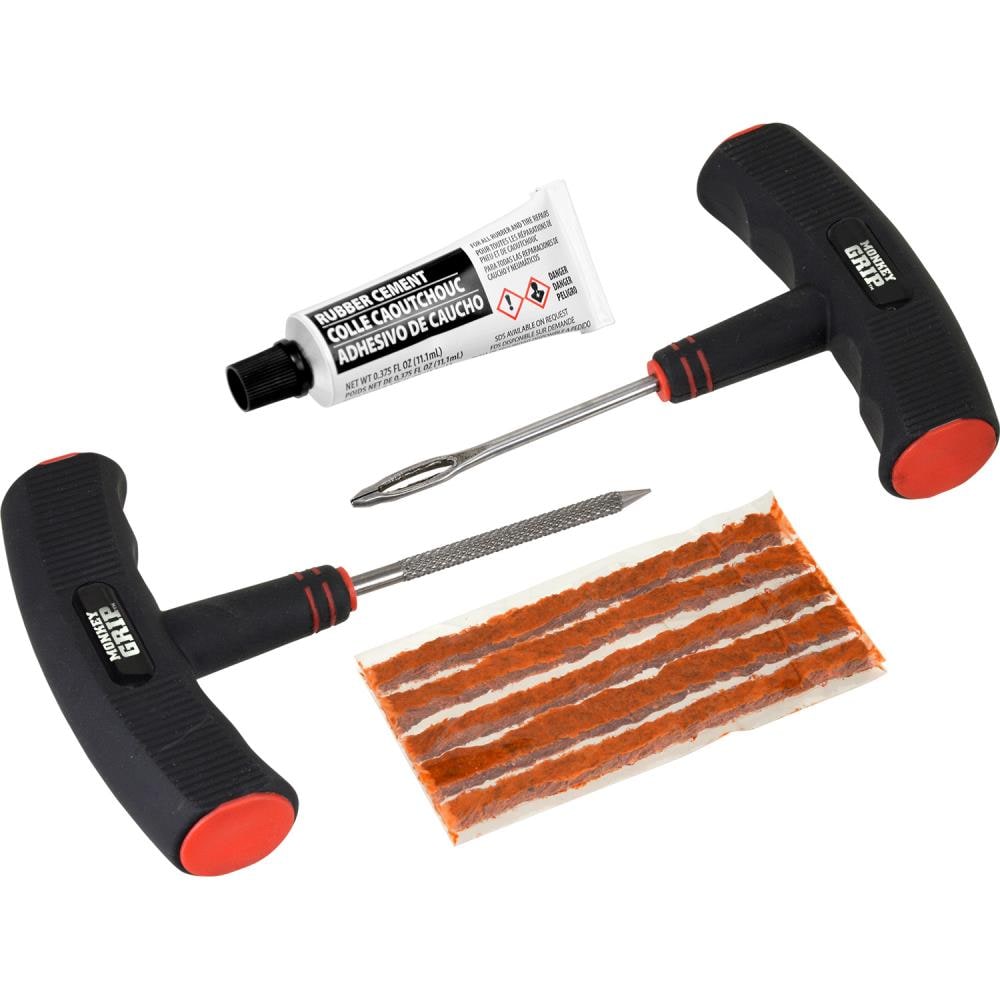 Monkey Grip Heavy Duty Tire Repair Kit - Co-Molded T-Handle Tools, 5 Plugs,  Rubber Cement in the Tire Repair Tools department at